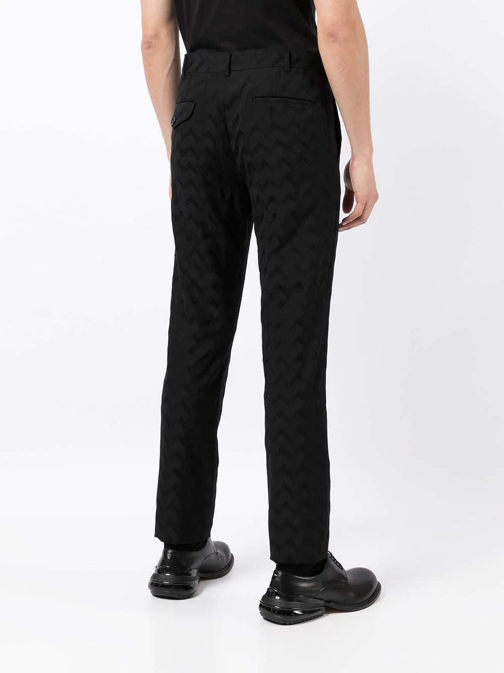 zig-zag print wool tailored trousers - 4