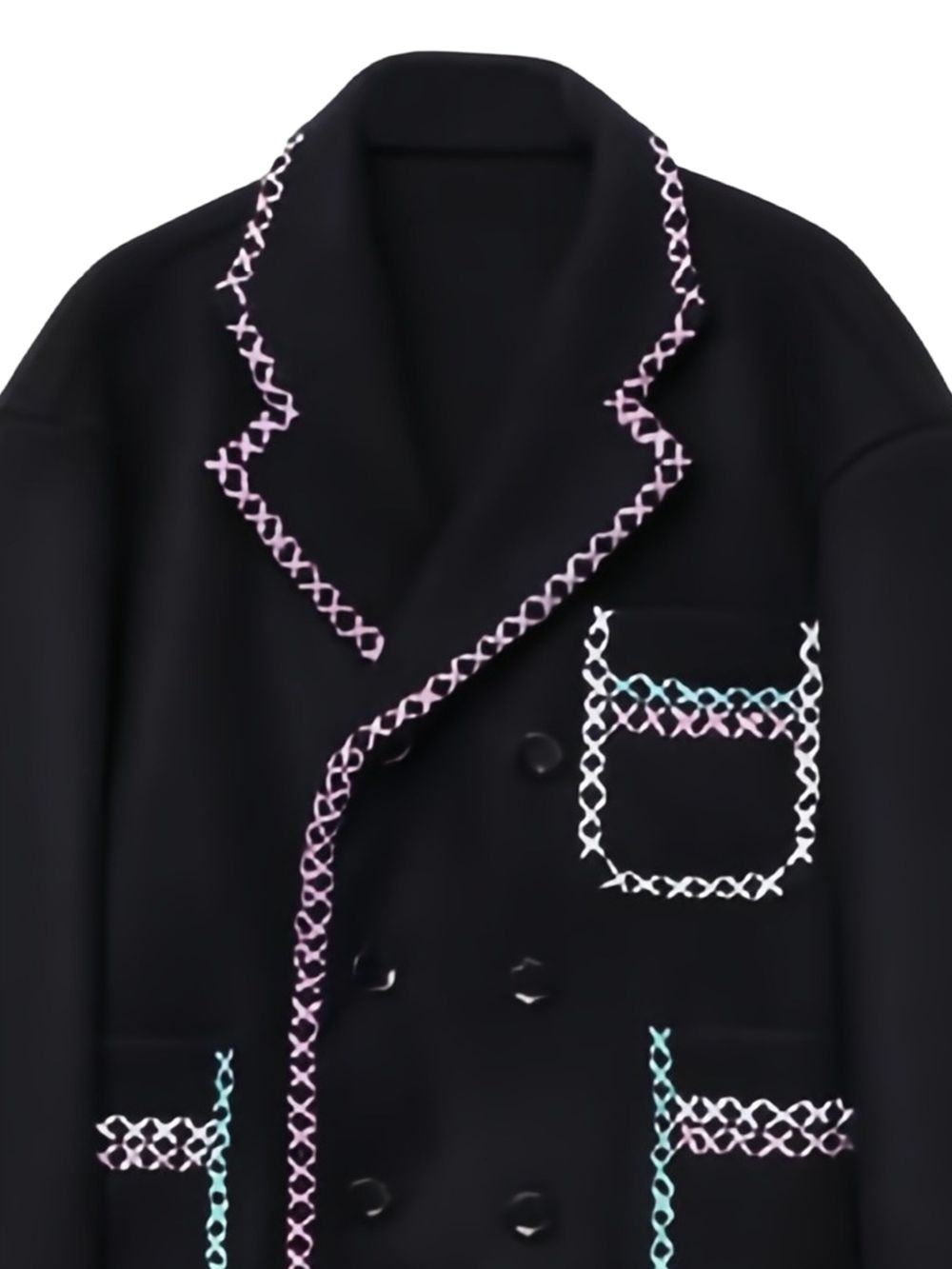 double-breasted embroidered short coat - 2
