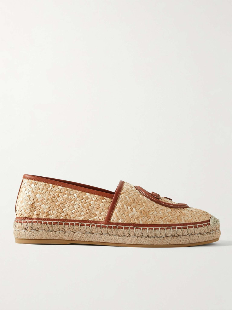 Alejandro Logo-Appliquéd Leather-Trimmed Straw Espadrilles - 1