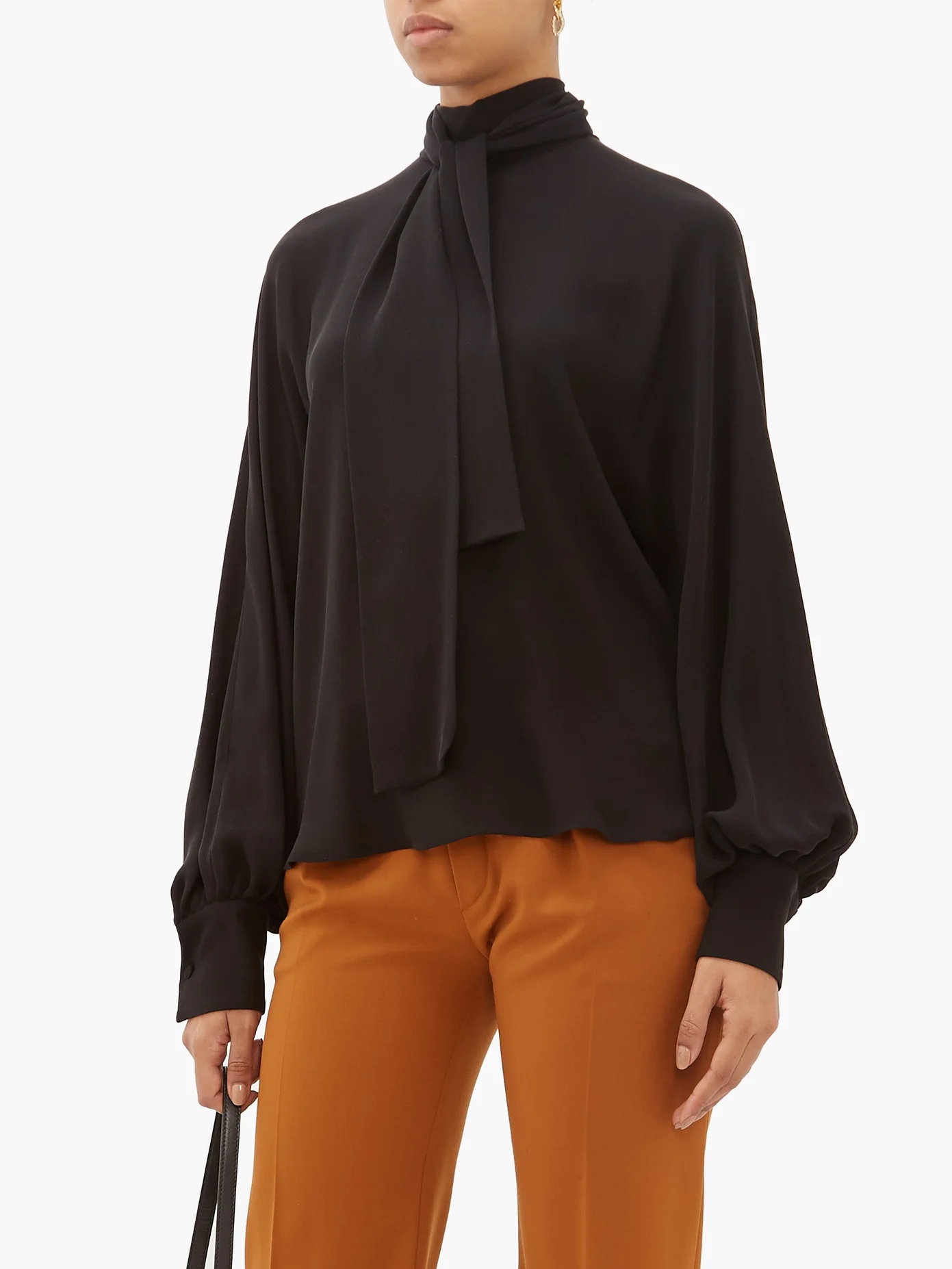 Tie-neck silk-georgette blouse - 7