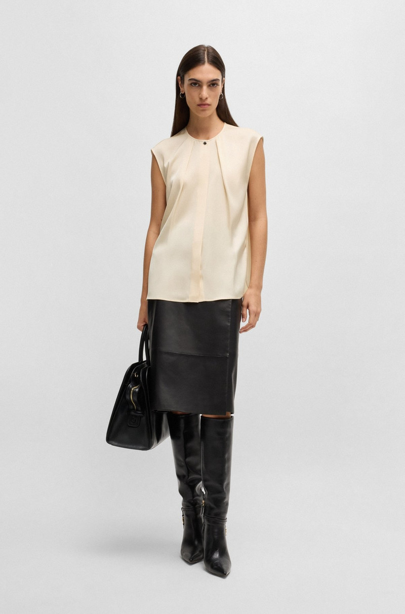 BOSS FITTED SLEEVELESS BLOUSE IN STRETCH SILK WITH CONCEALED PLACKET outlook