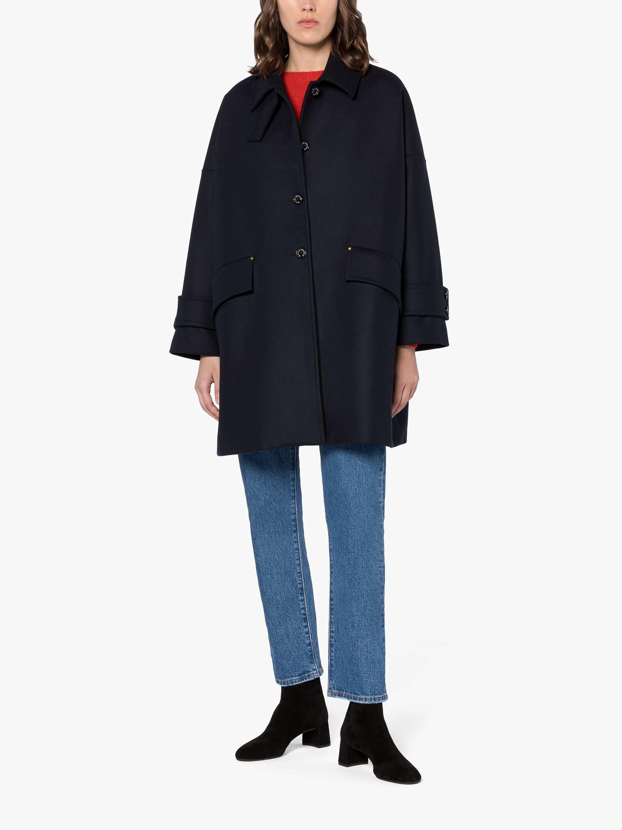 HUMBIE NAVY WOOL OVERCOAT - 2