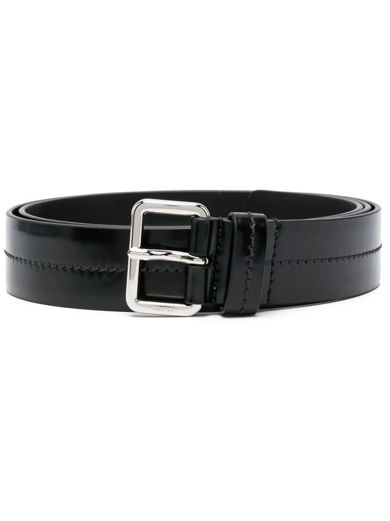 logo-engraved leather belt 1