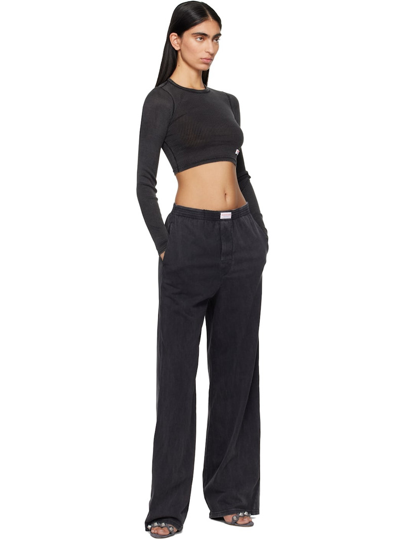 Alexander Wang Black Cropped Long-Sleeve T-shirt outlook