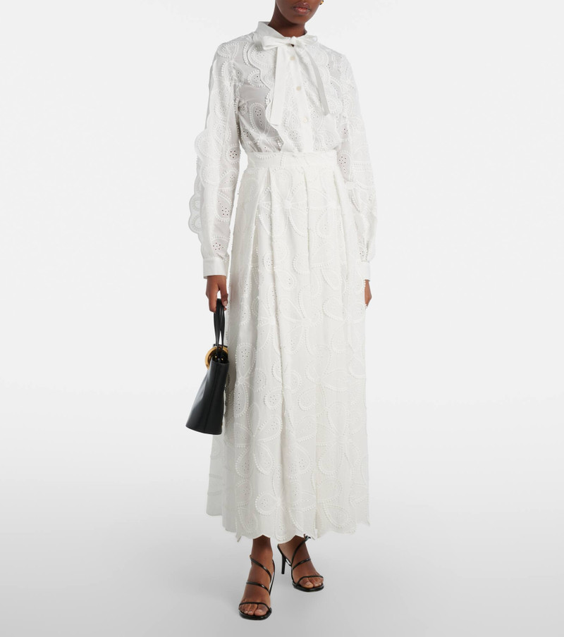 ELIE SAAB Embroidered cotton-blend midi skirt outlook