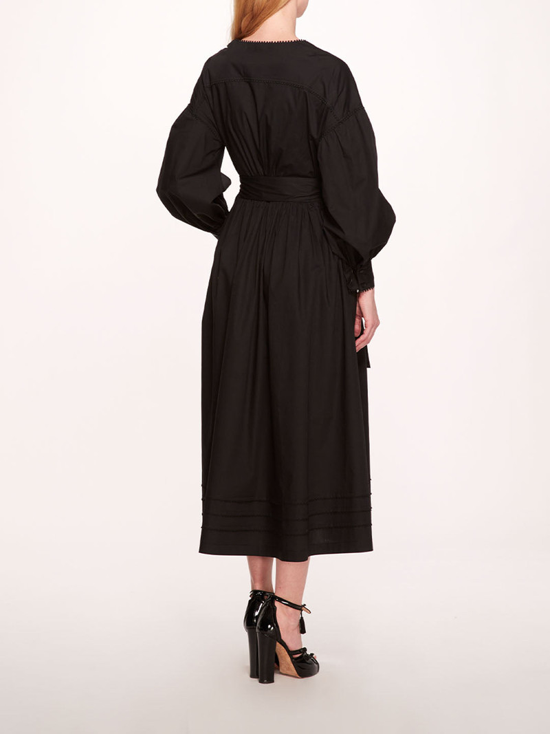 Marchesa POPLIN MIDI V-NECK DRESS outlook