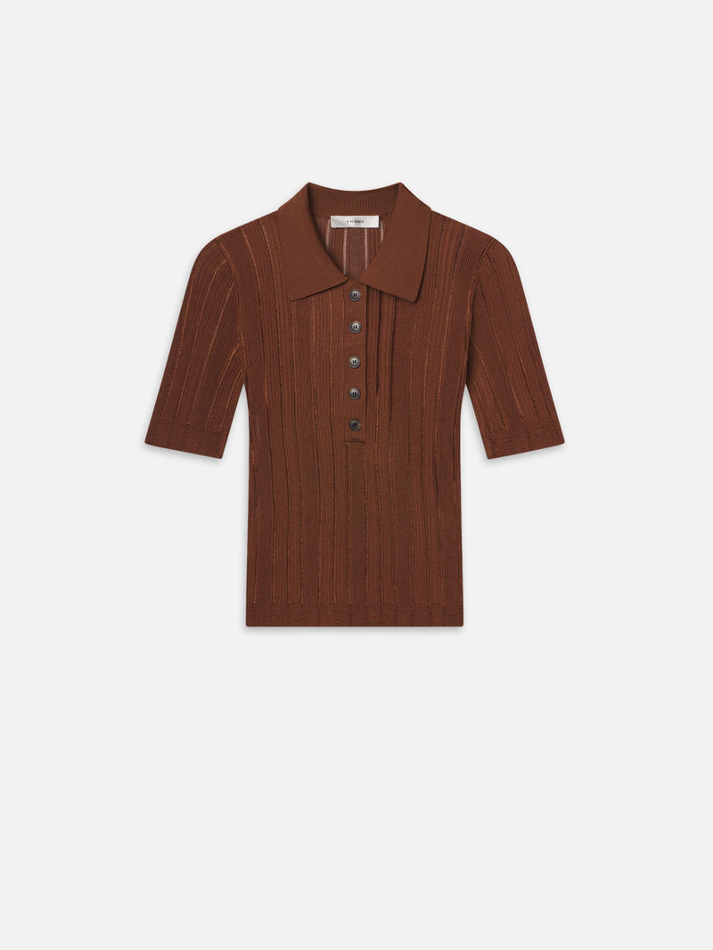Laddered Rib Polo in Light Camel - 1