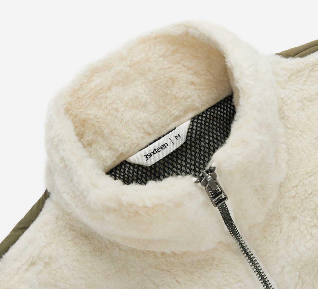 Fleece Jacket - Ecru Wool Blend Fleece - 3