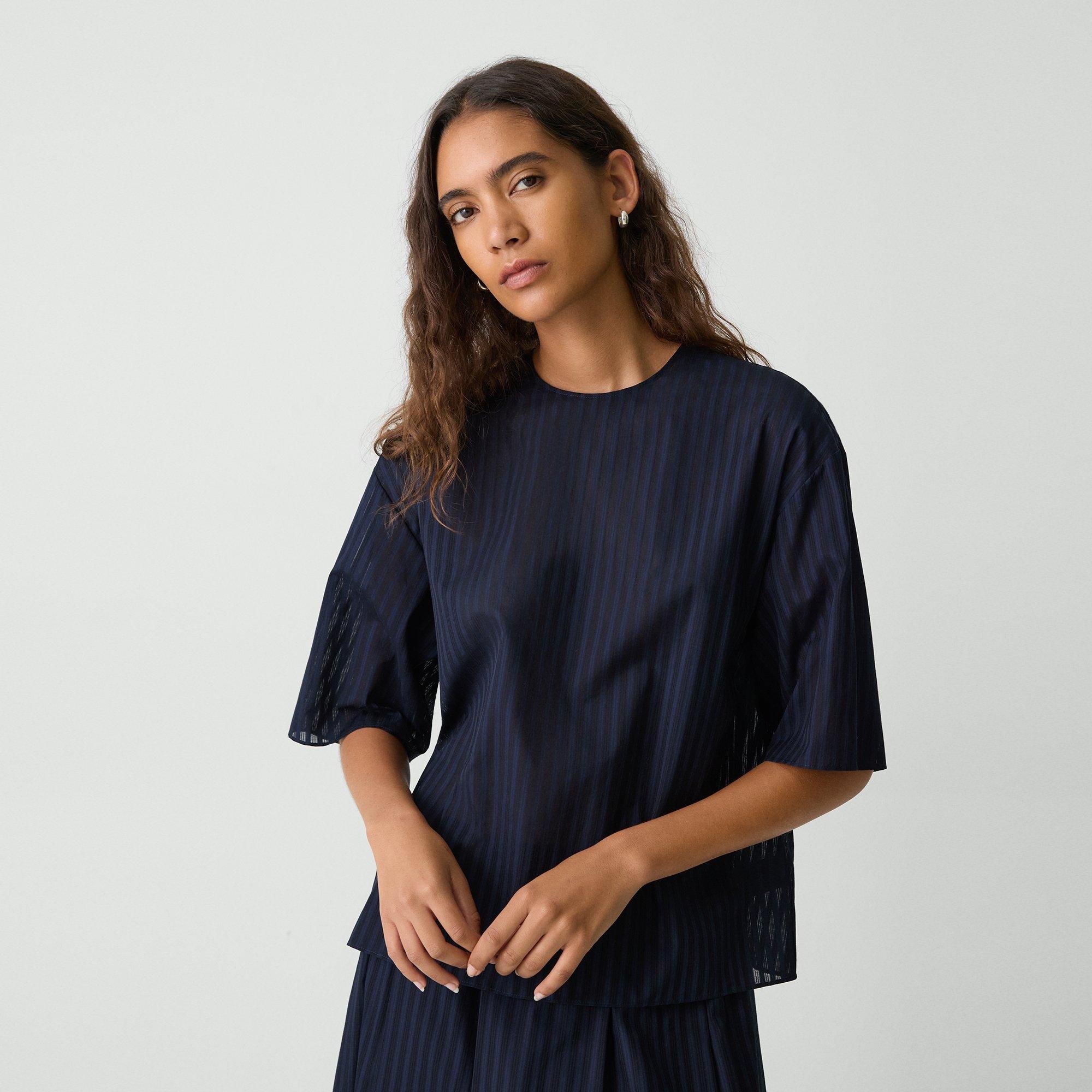 Boxy Tee in Linear Cotton - 2