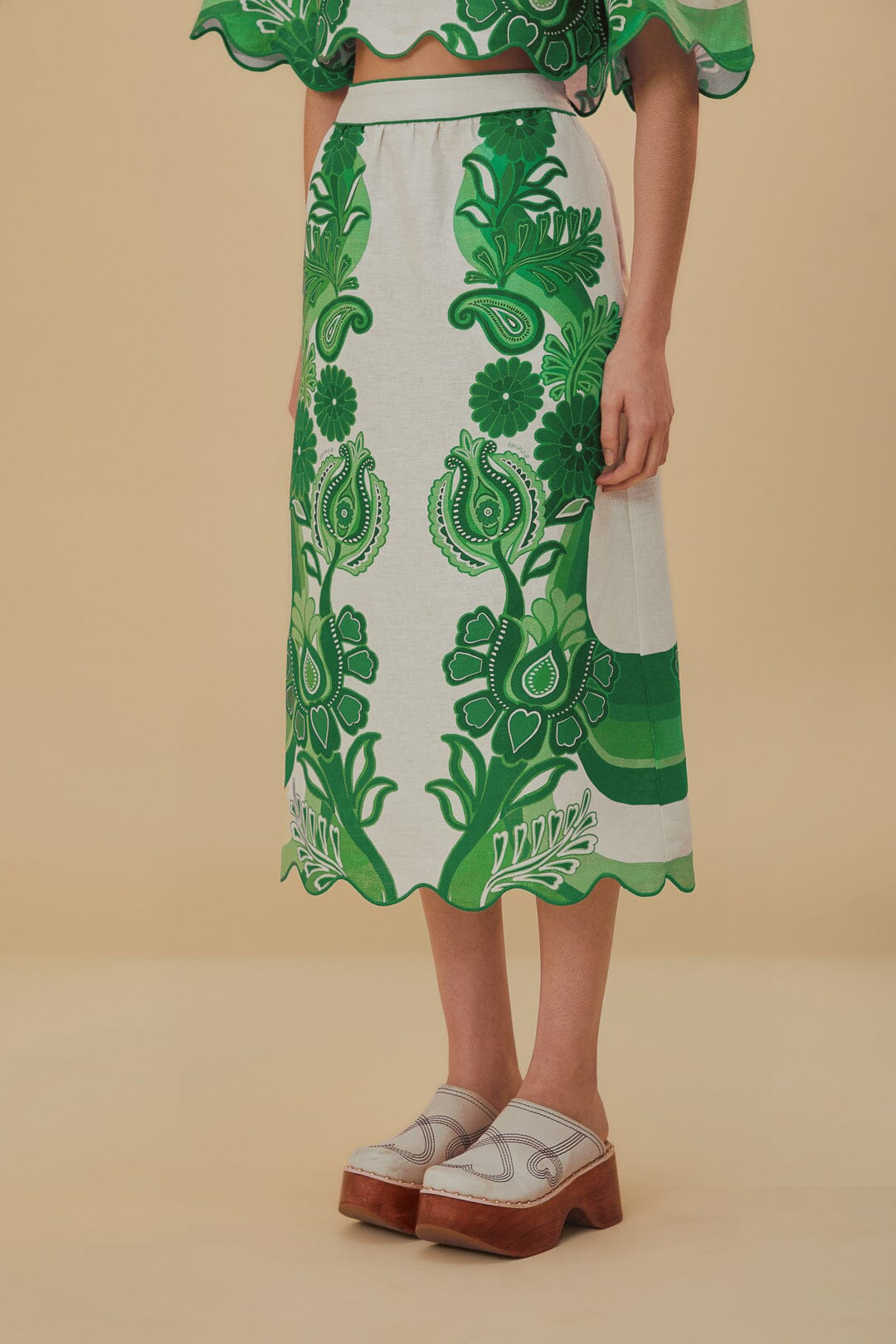 Green Color Festival Euroflax™ Midi Skirt - 2