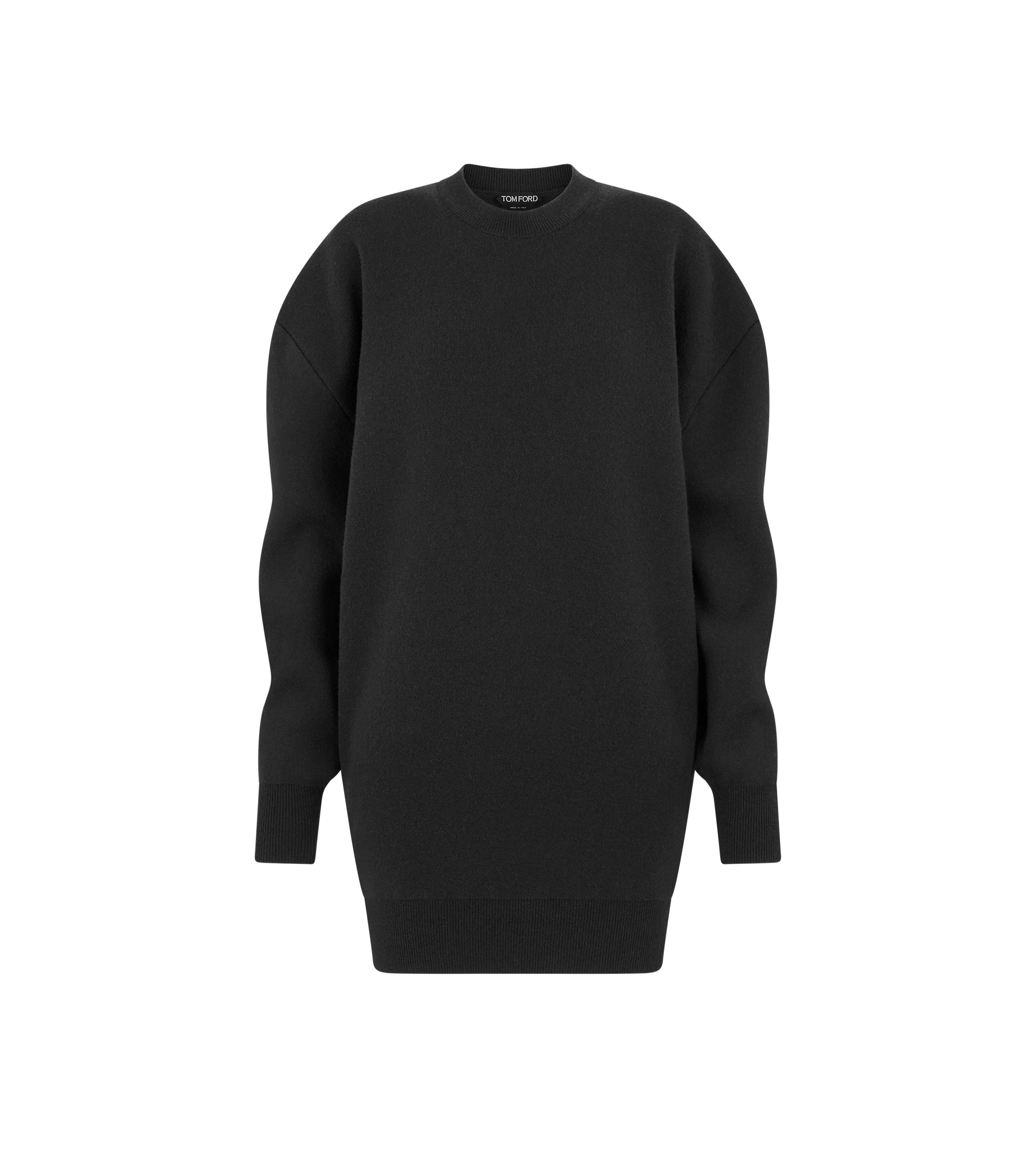 SCULPTURAL WOOL CASHMERE SWEATSHIRT MINI DRESS - 1