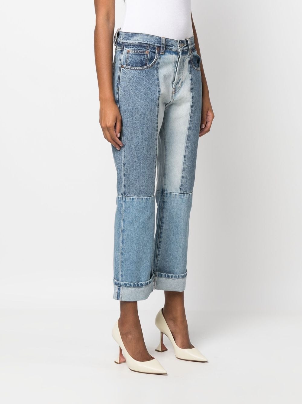 straight-leg patchwork jeans - 3