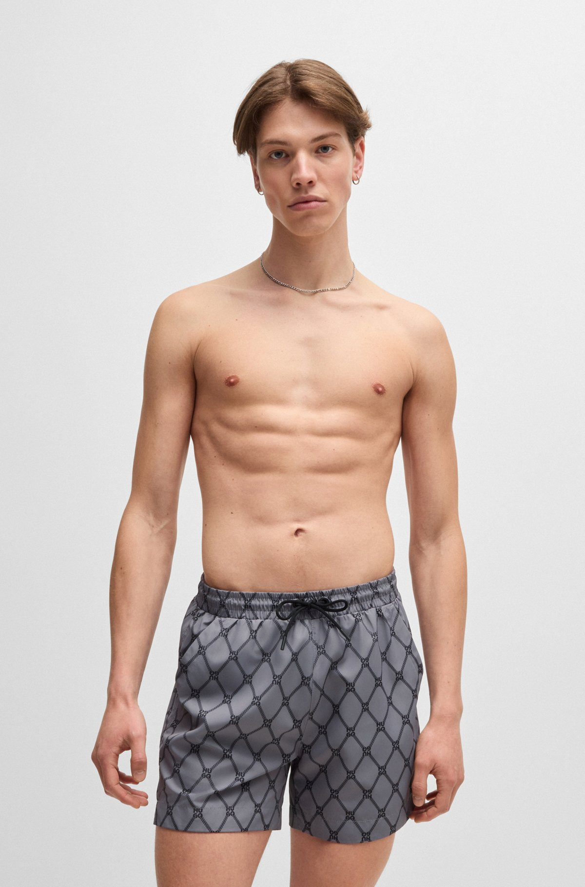 SWIM SHORTS WITH STACKED-LOGO PRINT - 2