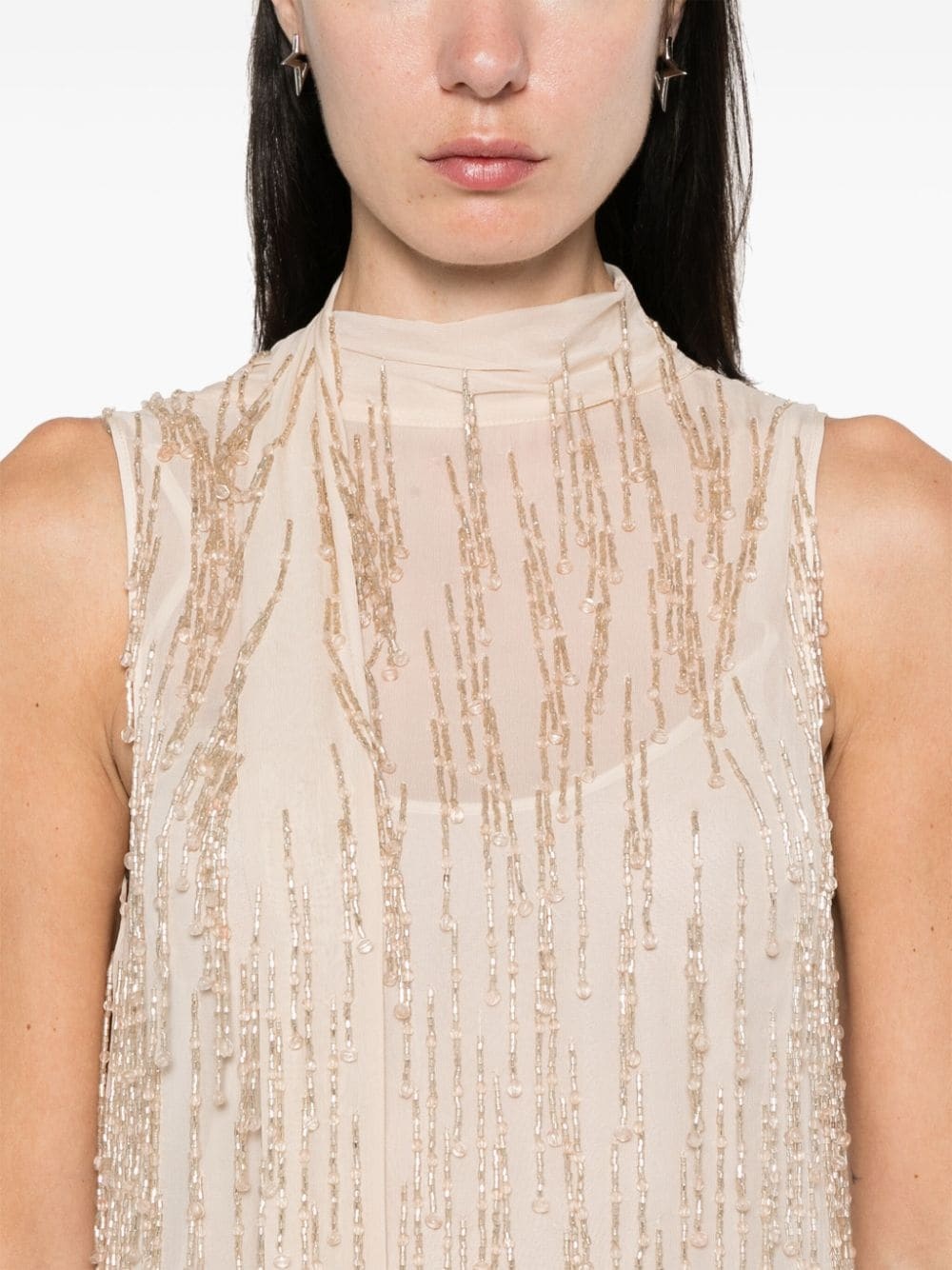 bead-embellished georgette mini dress - 5