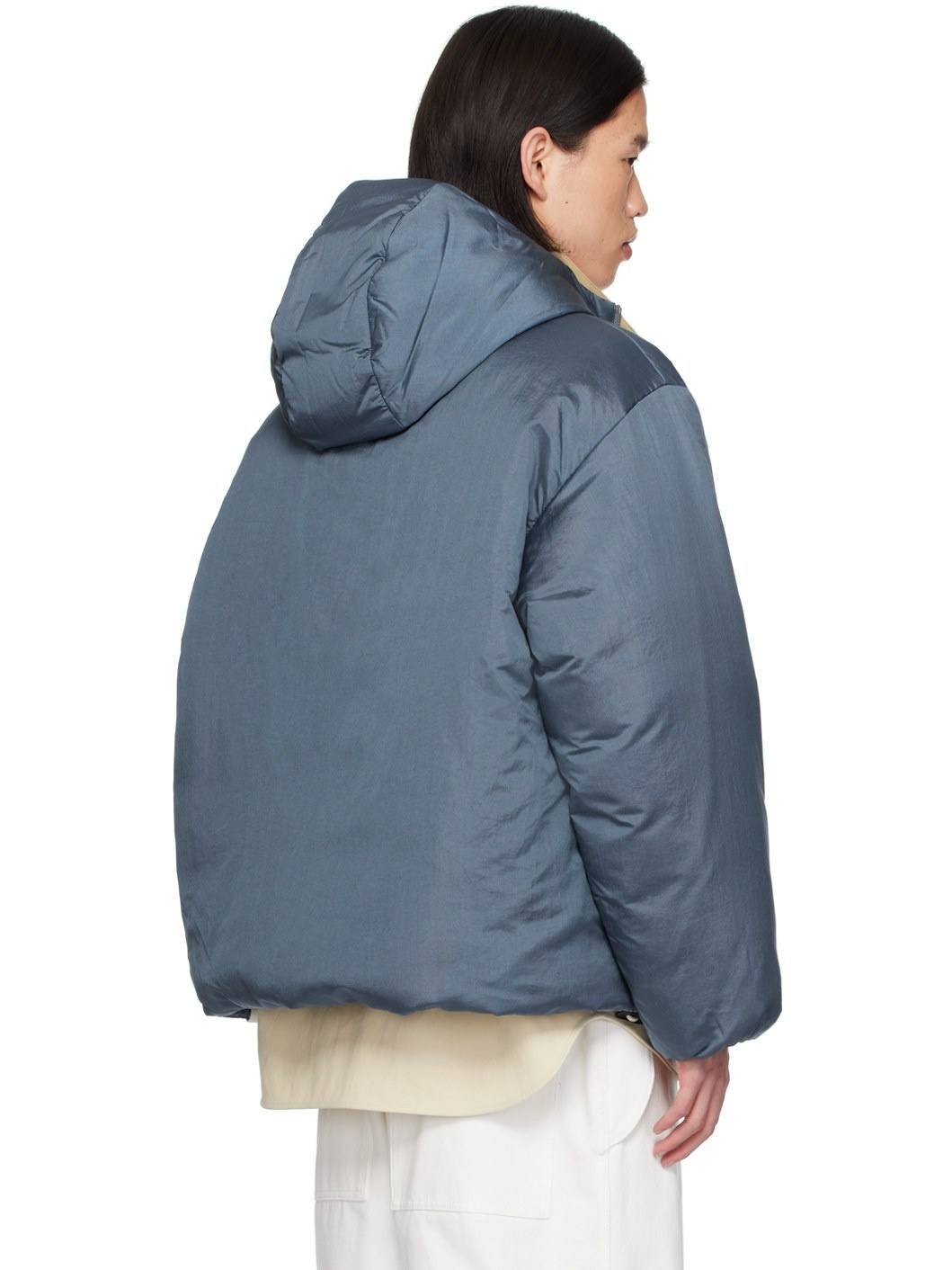 Blue Hooded Down Jacket - 3