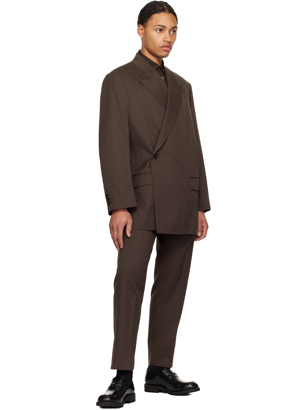 Brown Wool Gabardine Trousers - 4