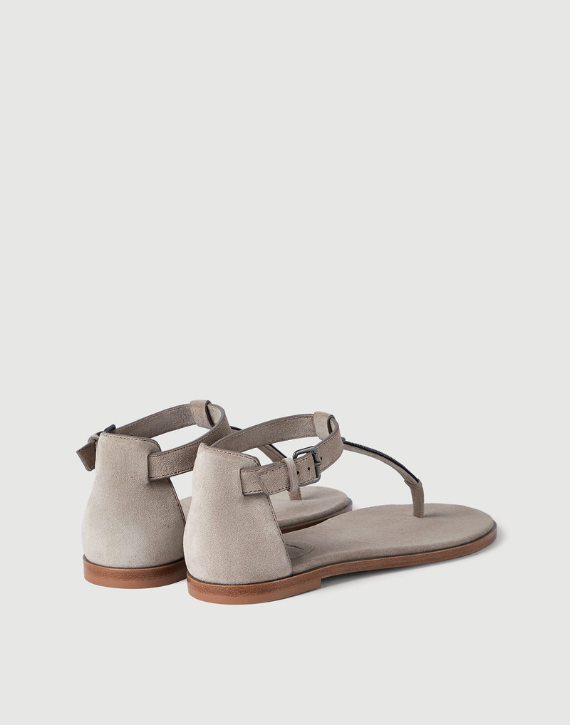 Brunello Cucinelli Suede sandals with precious strap outlook