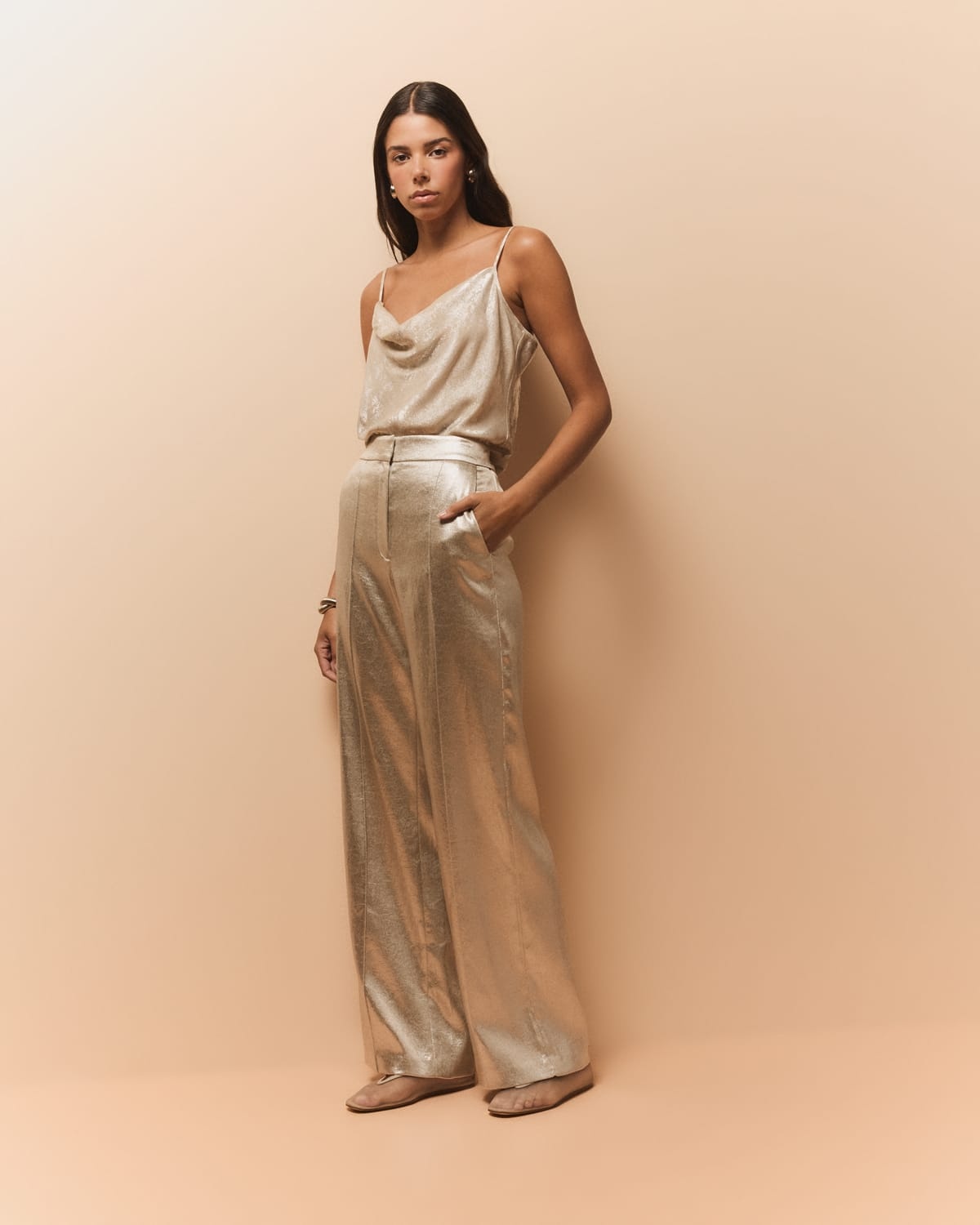 Millicent Metallic Suiting Pants - 3