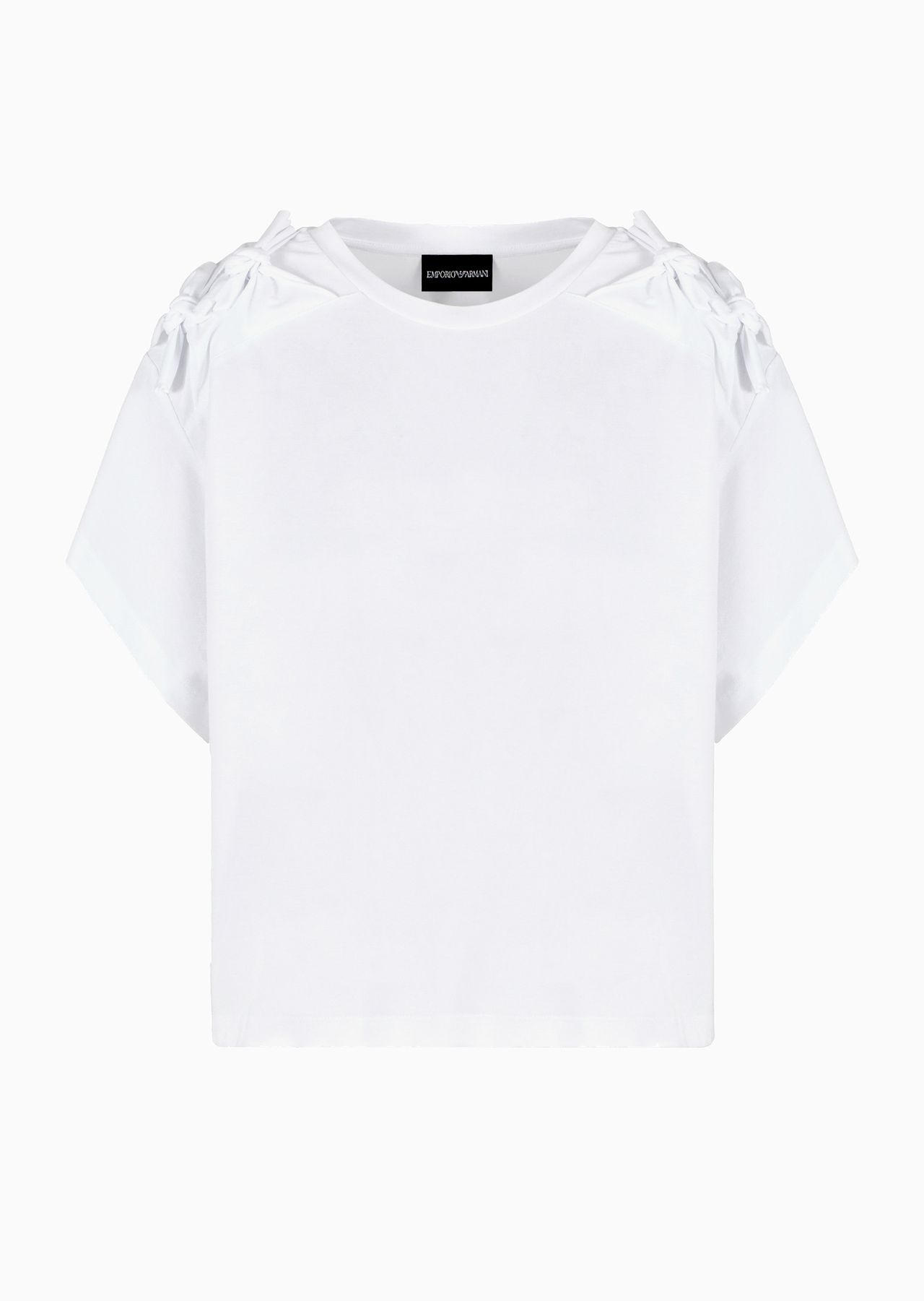 Boxy Supima jersey T-shirt with raw-edge bows - 1