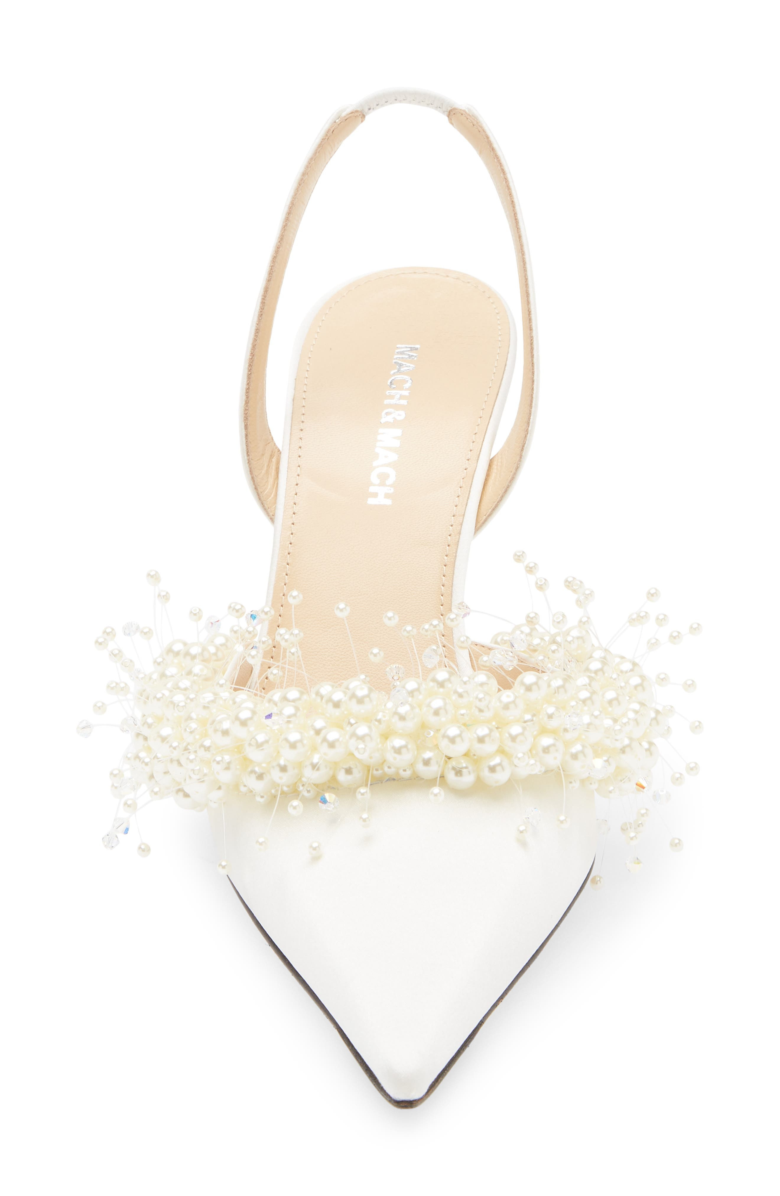 Mach & Mach Floating Faux Pearl Slingback Pump in White at Nordstrom - 4