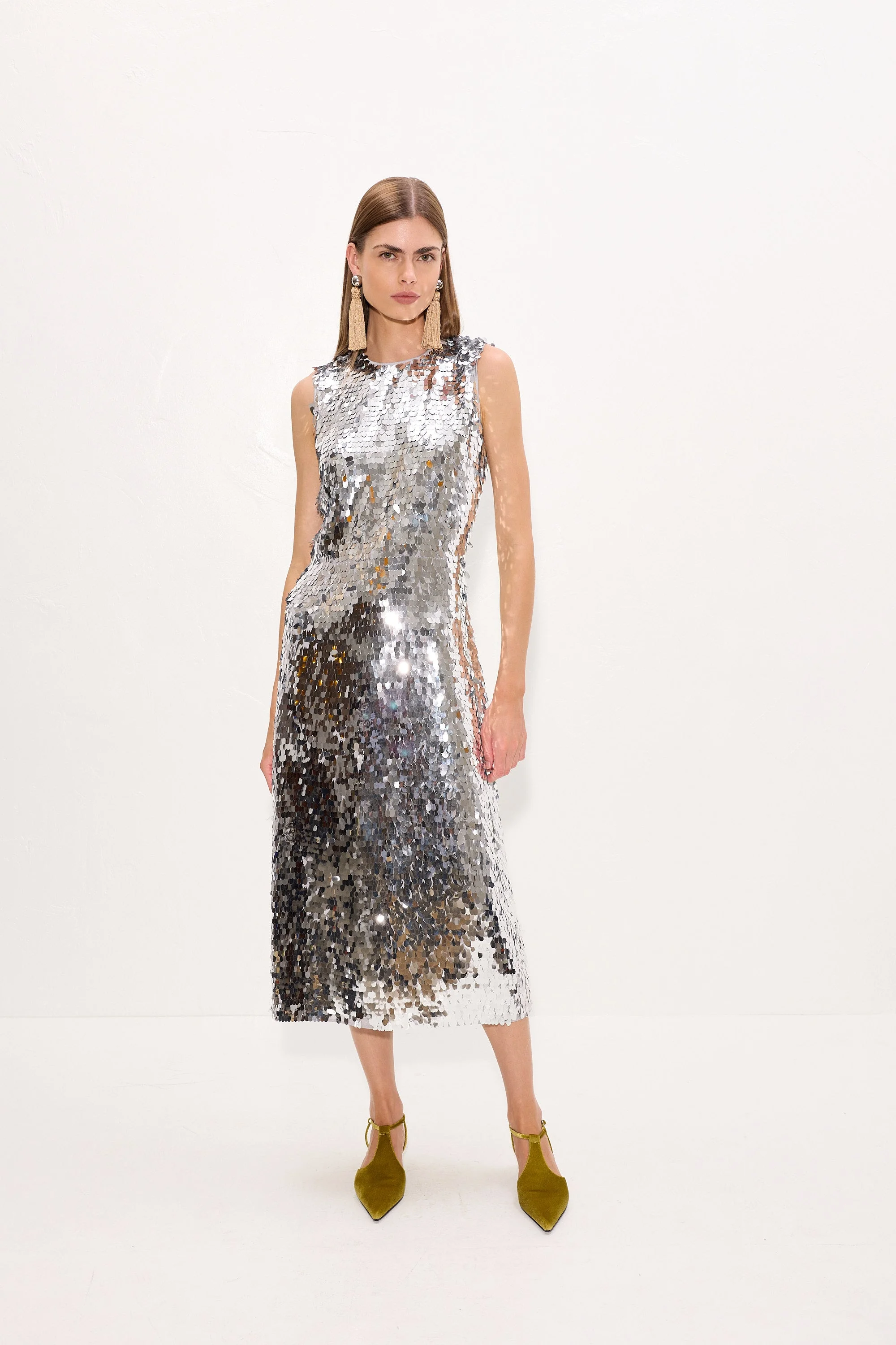 Baz Sequin Dress In Satellite Silver - 1
