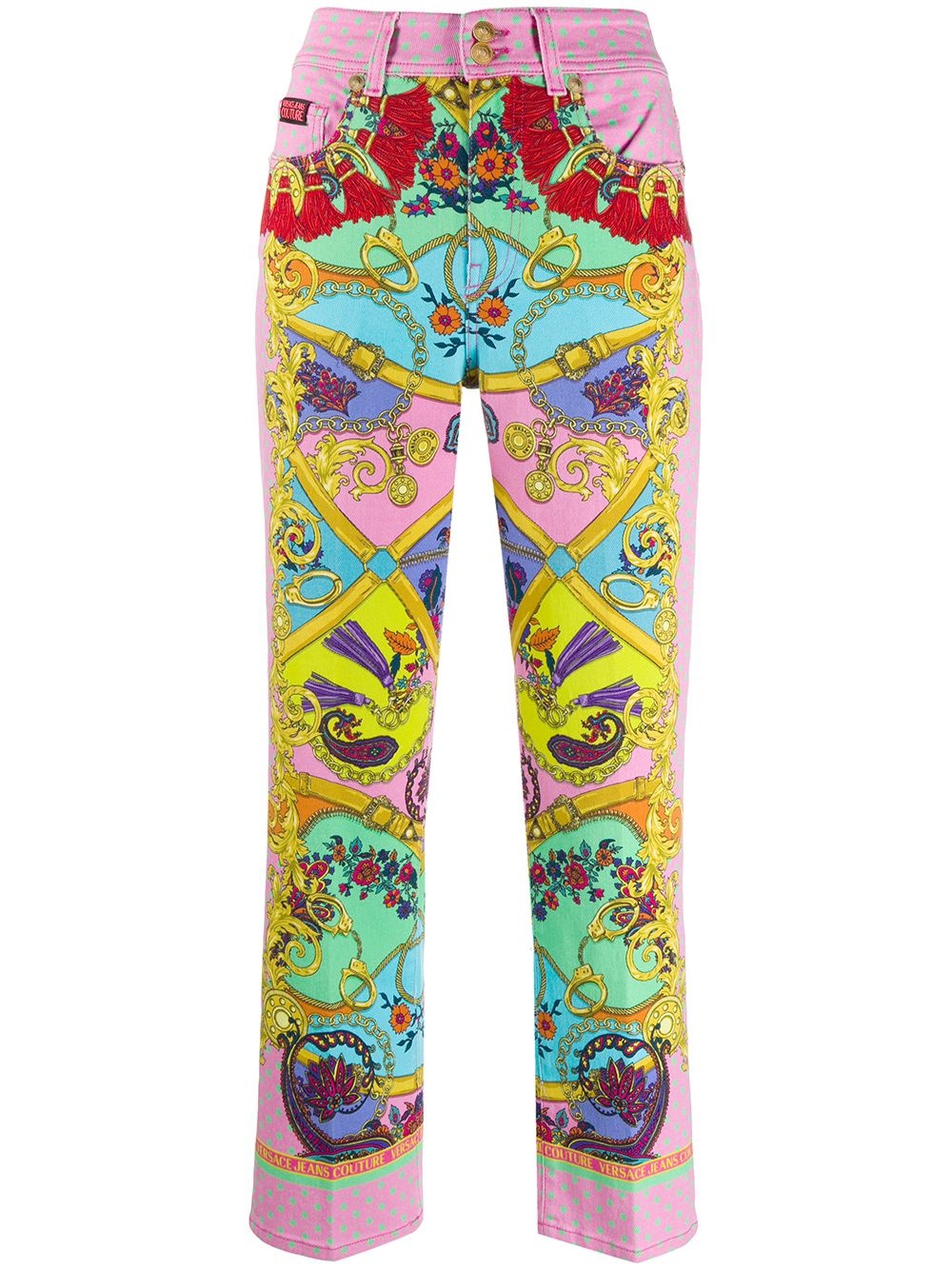 baroque print straight-leg  jeans - 1