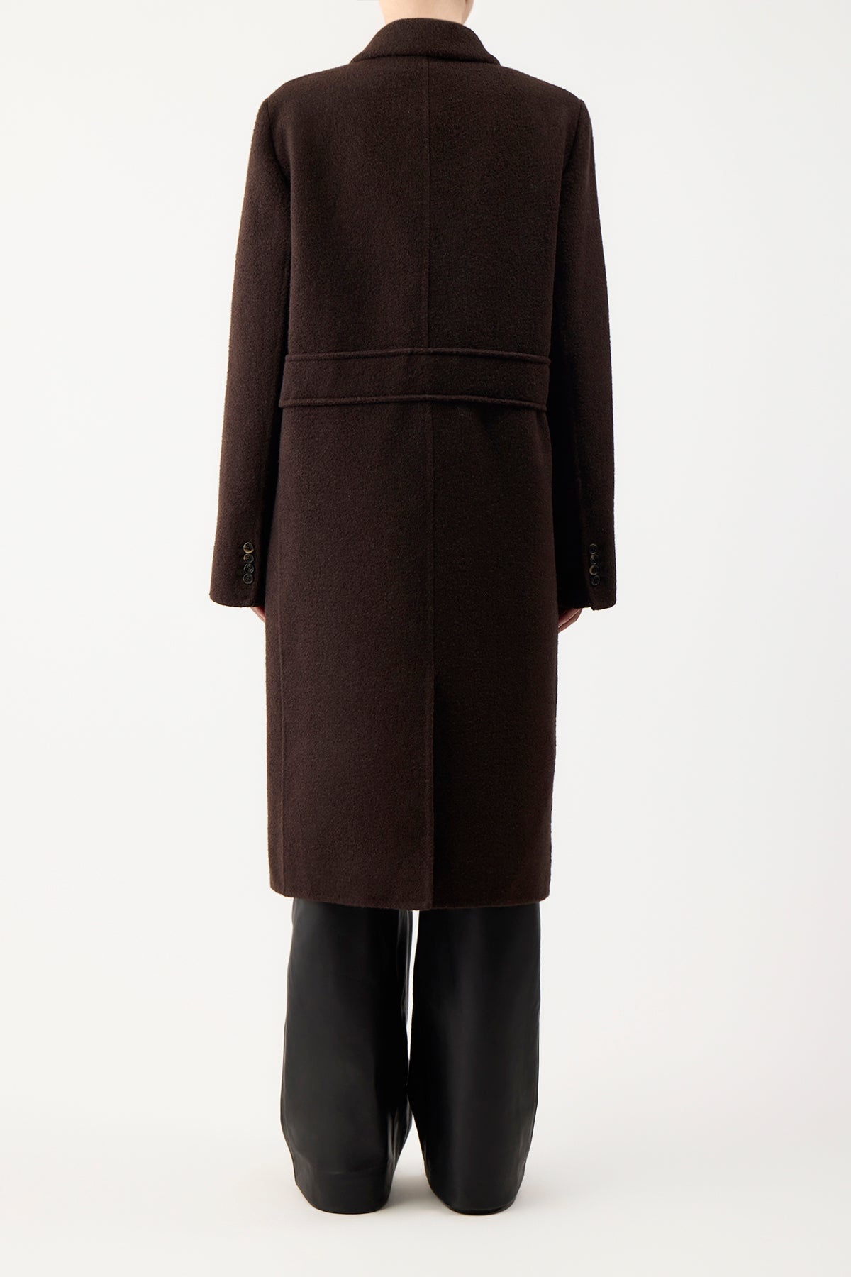 Reed Coat in Chocolate Recycled Cashmere Felt - 5