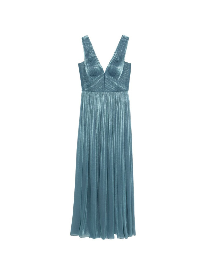V-neck pleated dress 1