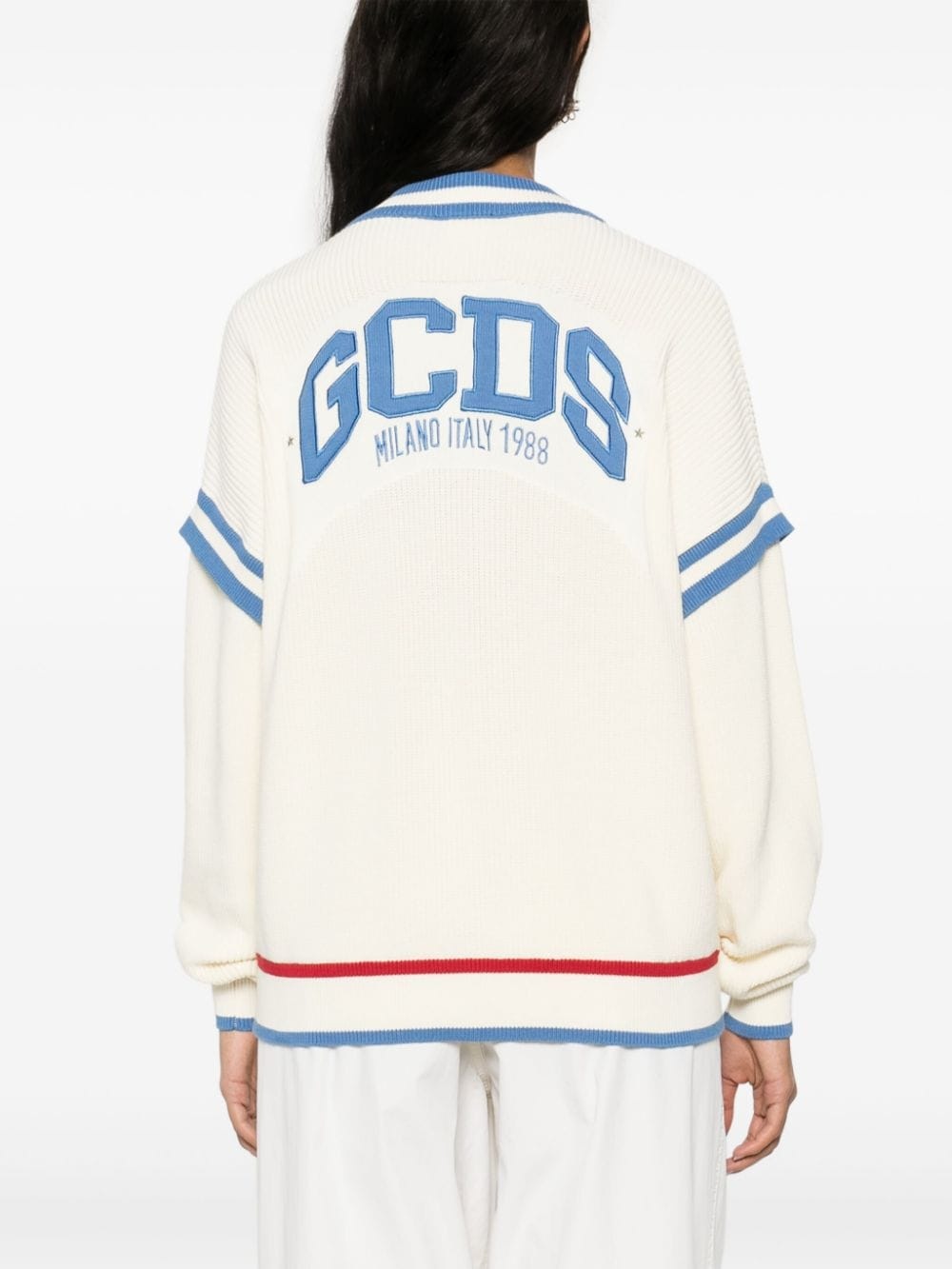 logo-patch cotton cardigan - 4