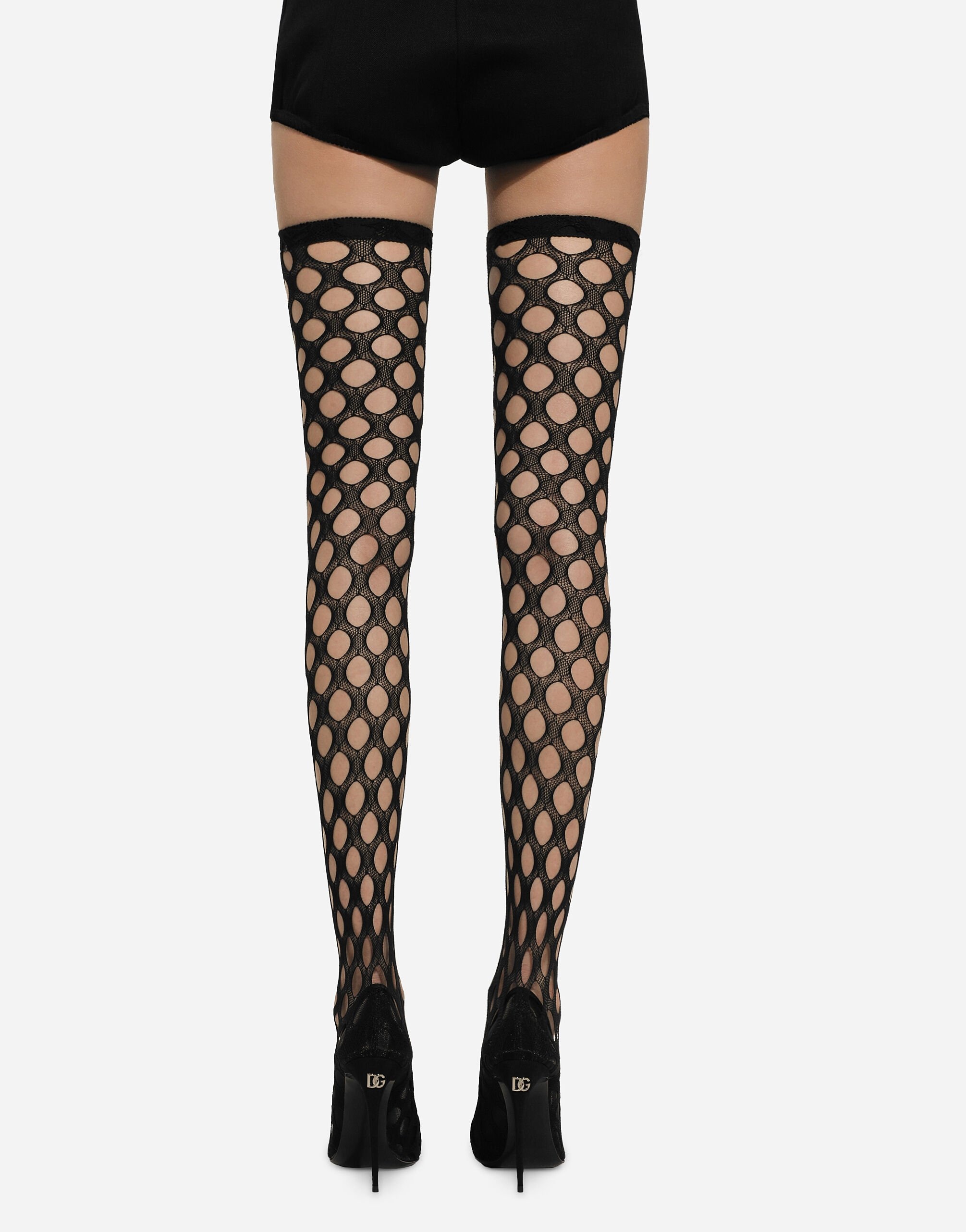 Stretch mesh thigh-high boots - 3