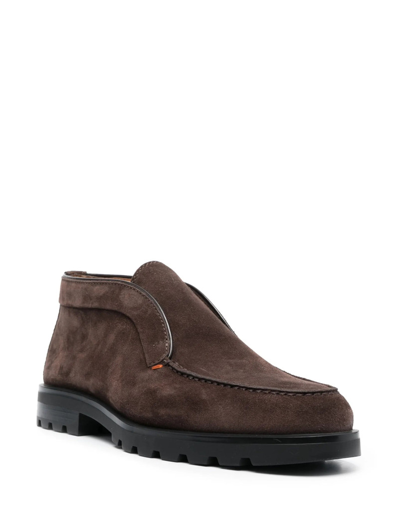 Santoni Calf-suede Almond-toe Loafers - 1