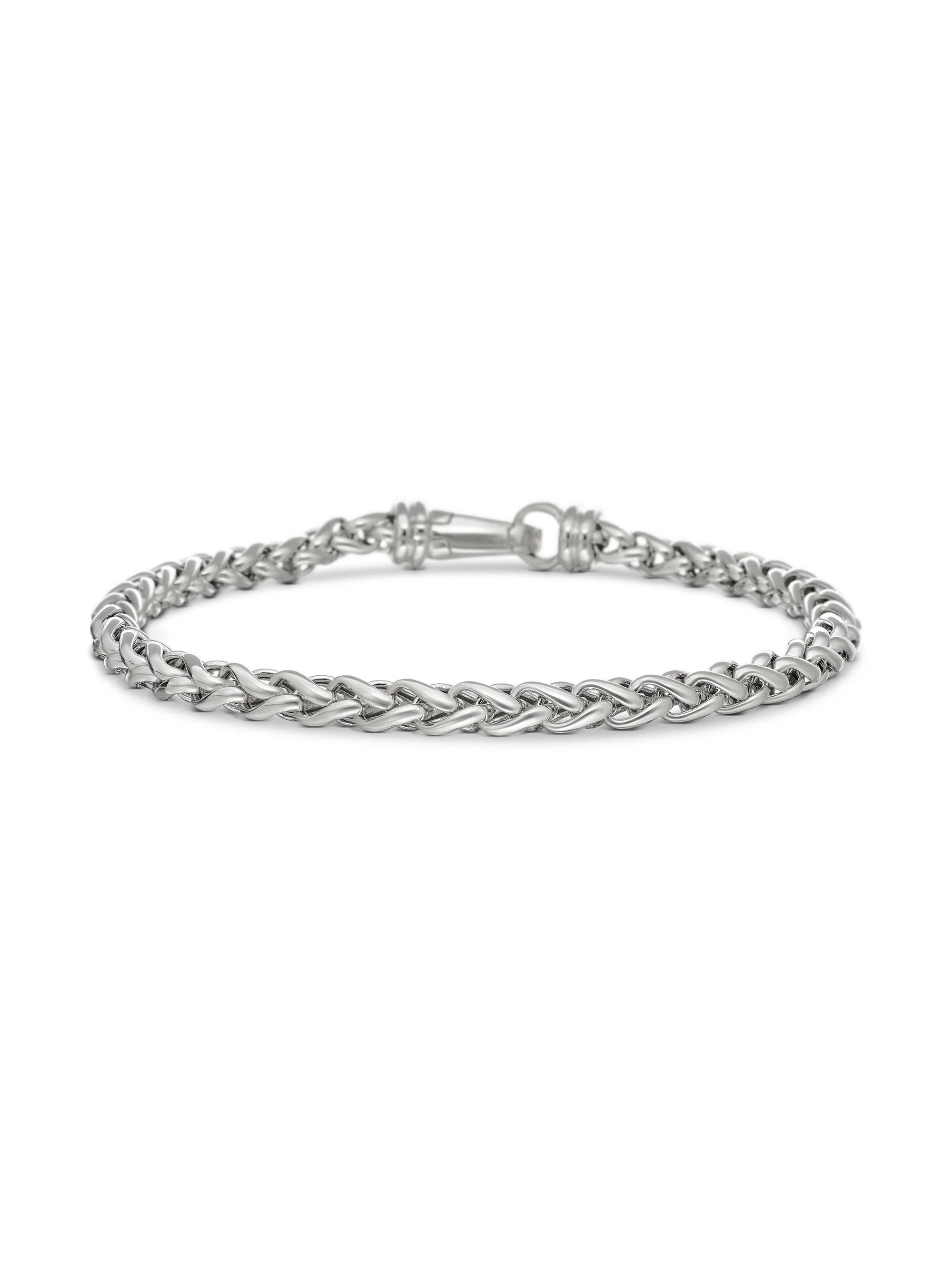 Men's Wheat Chain Bracelet in Sterling Silver, 4mm - Silver - 1