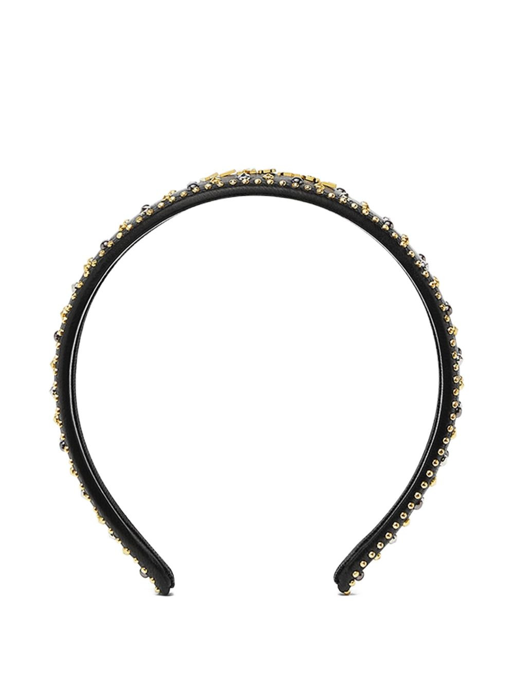 leather logo-plaque studded headband - 2