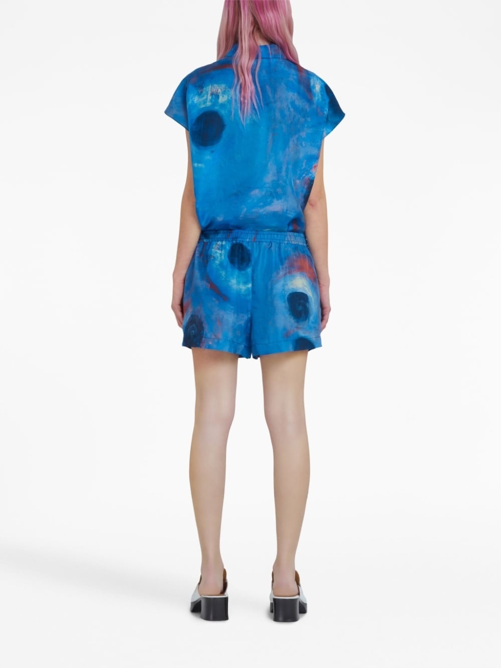 drawstring-waist silk shorts - 4