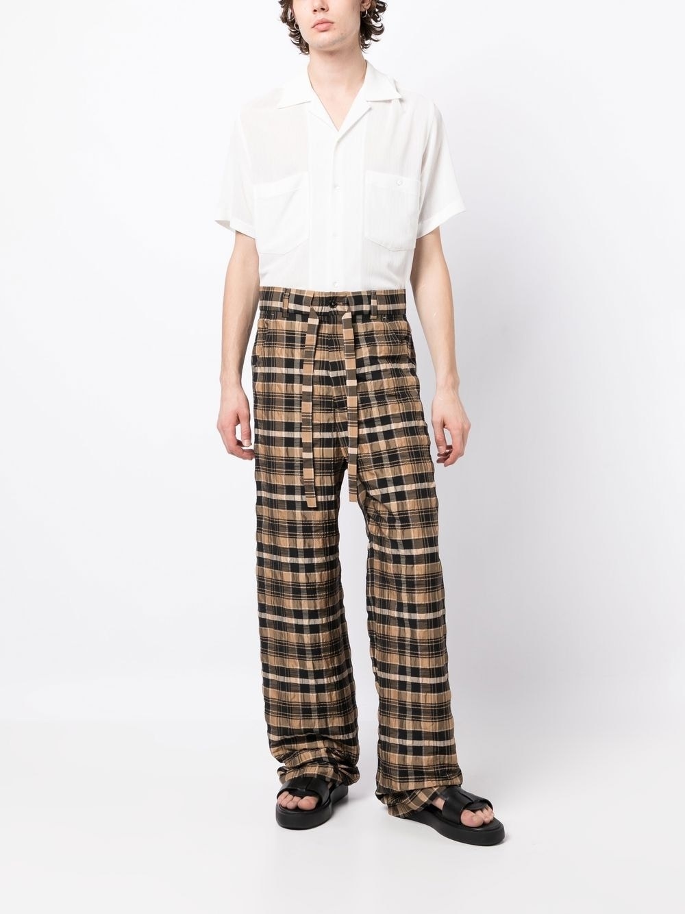check-print straight-leg trousers - 2
