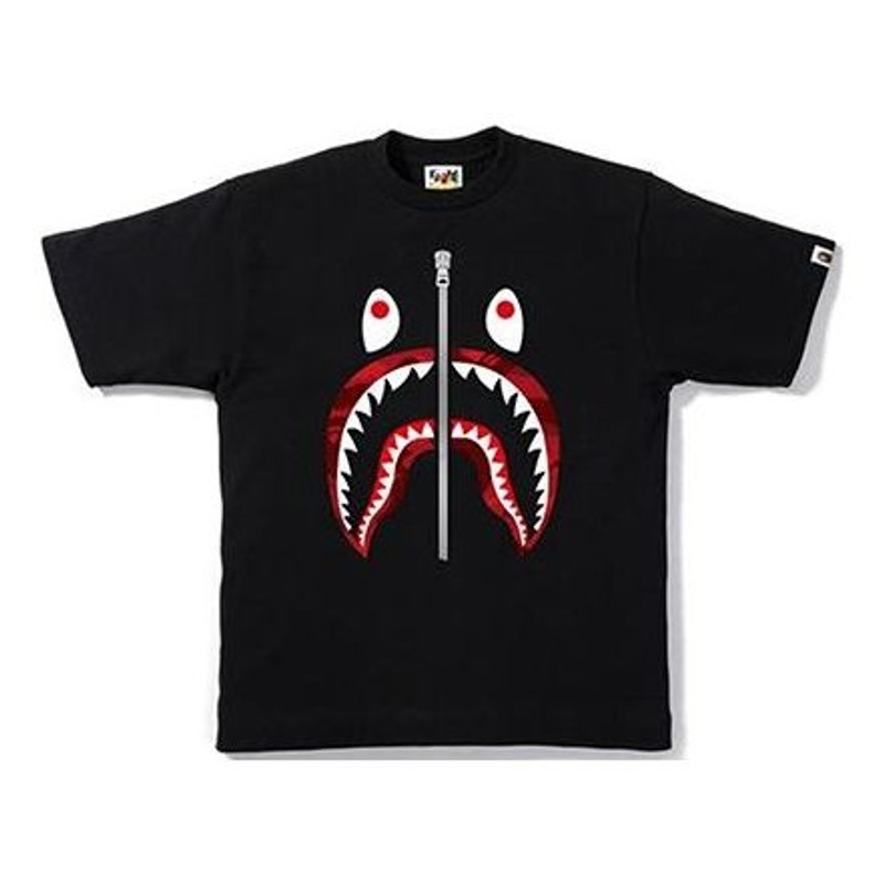 목욕 Ape 상어 얼굴 티 '블랙' BAPE-SS18-004 - 1