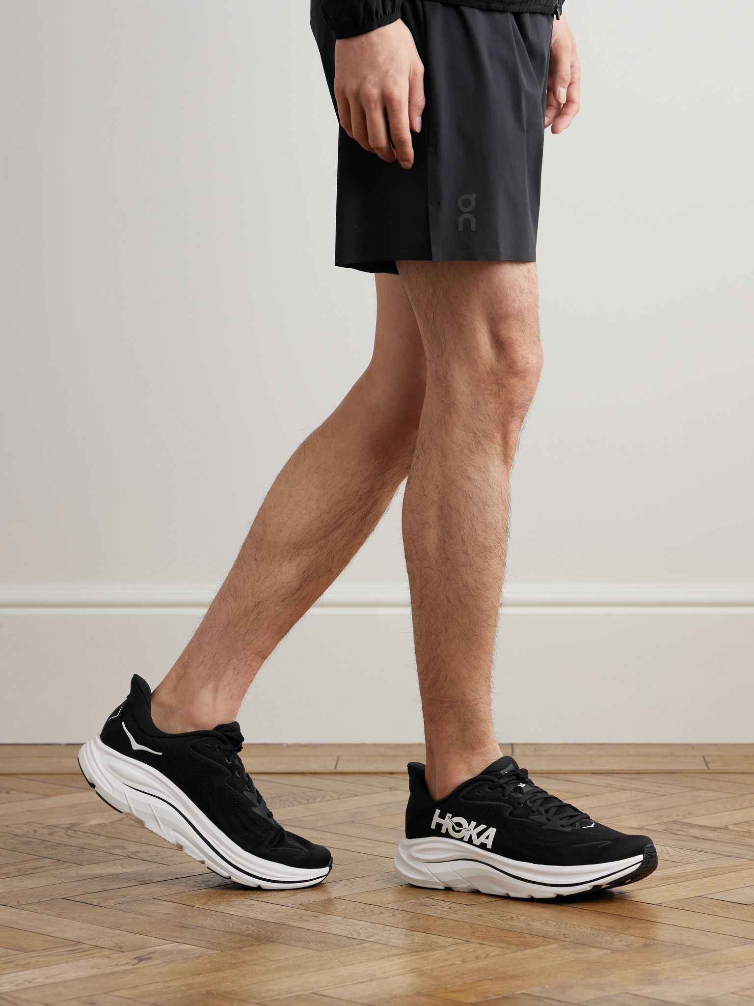 Clifton 10 Rubber-Trimmed Jacquard Running Sneakers Black - 2