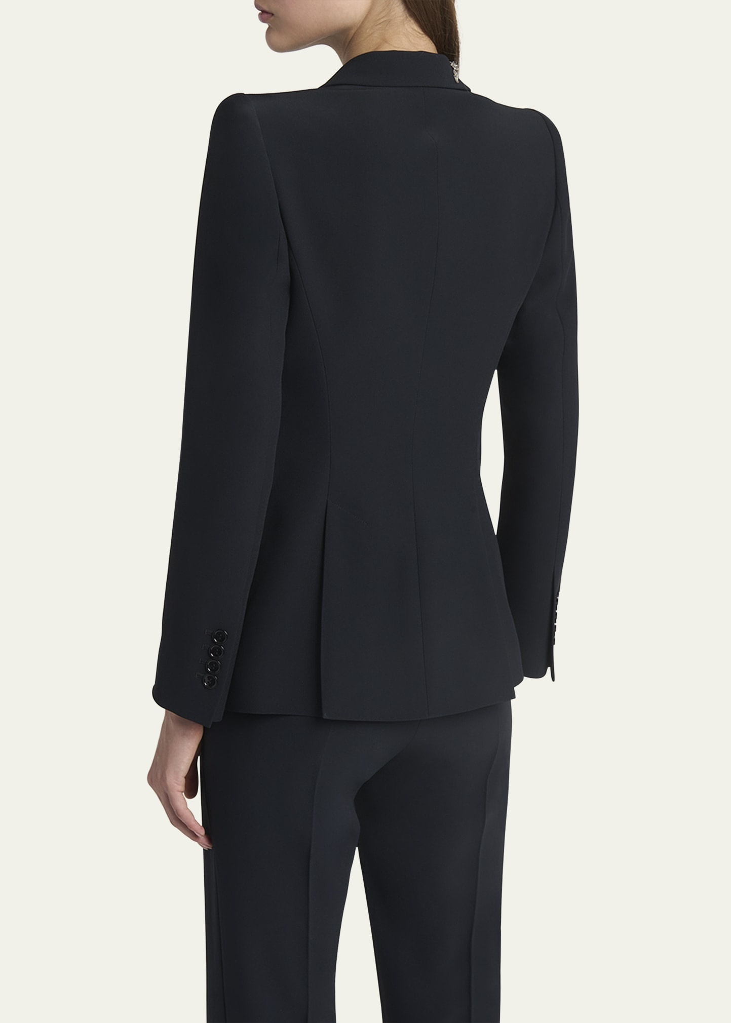 Floral Crystal One-Button Crepe Blazer - 3