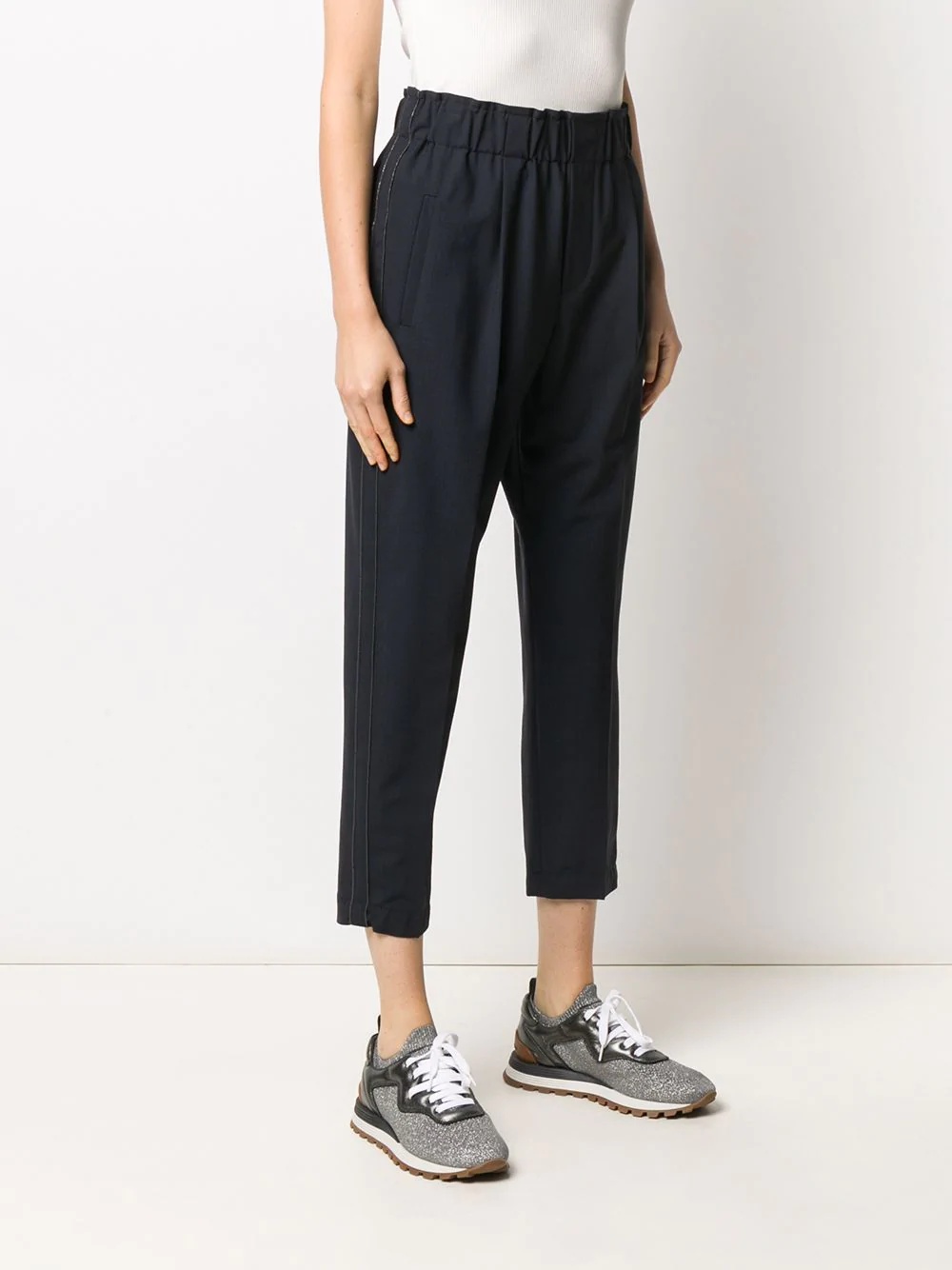 side stripe cropped trousers - 3