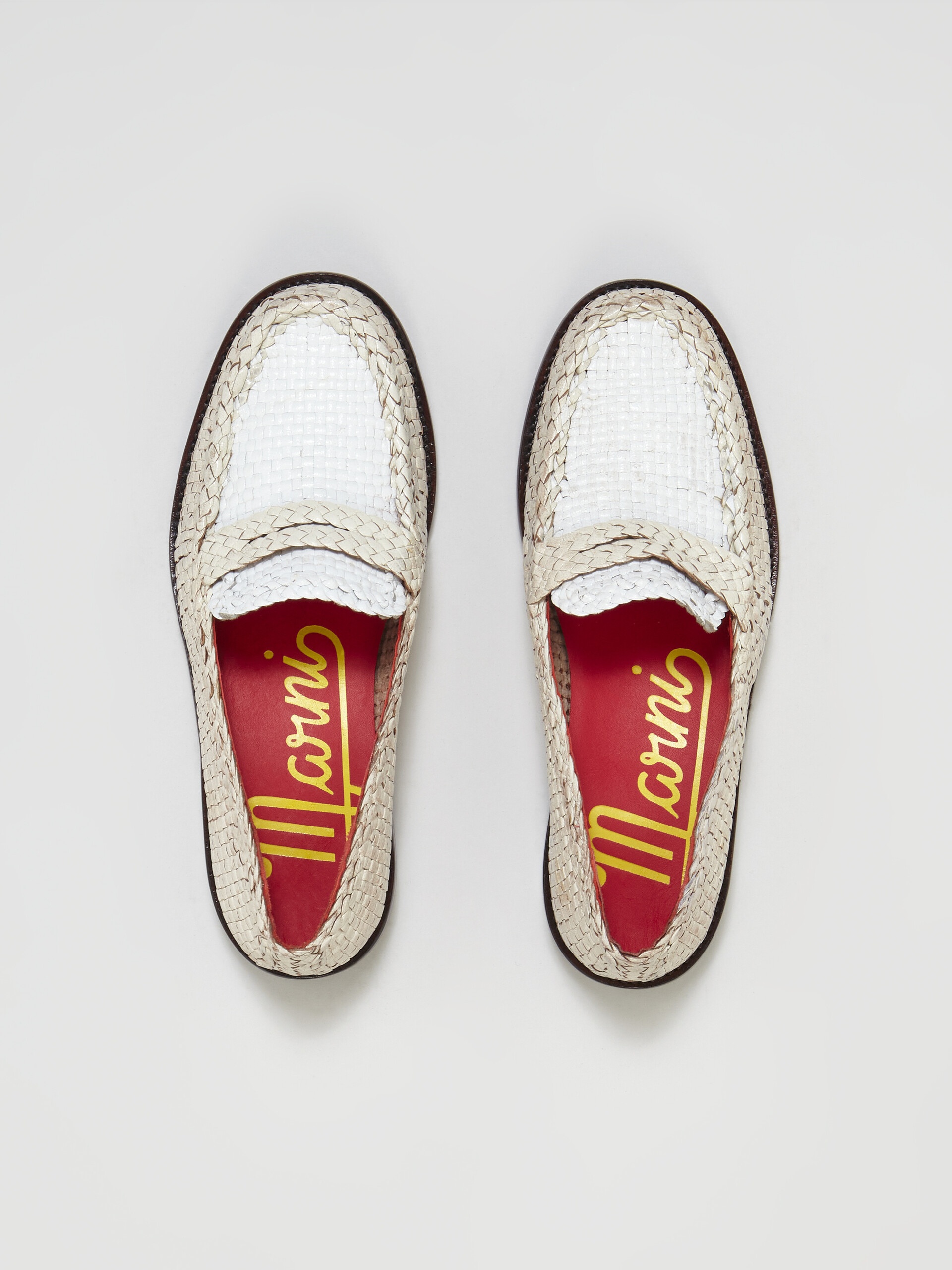 WHITE WOVEN LEATHER MOCCASIN - 4