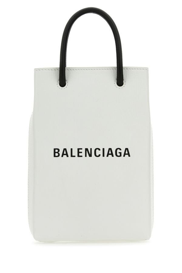 Balenciaga Woman White Leather Phone Case - 1