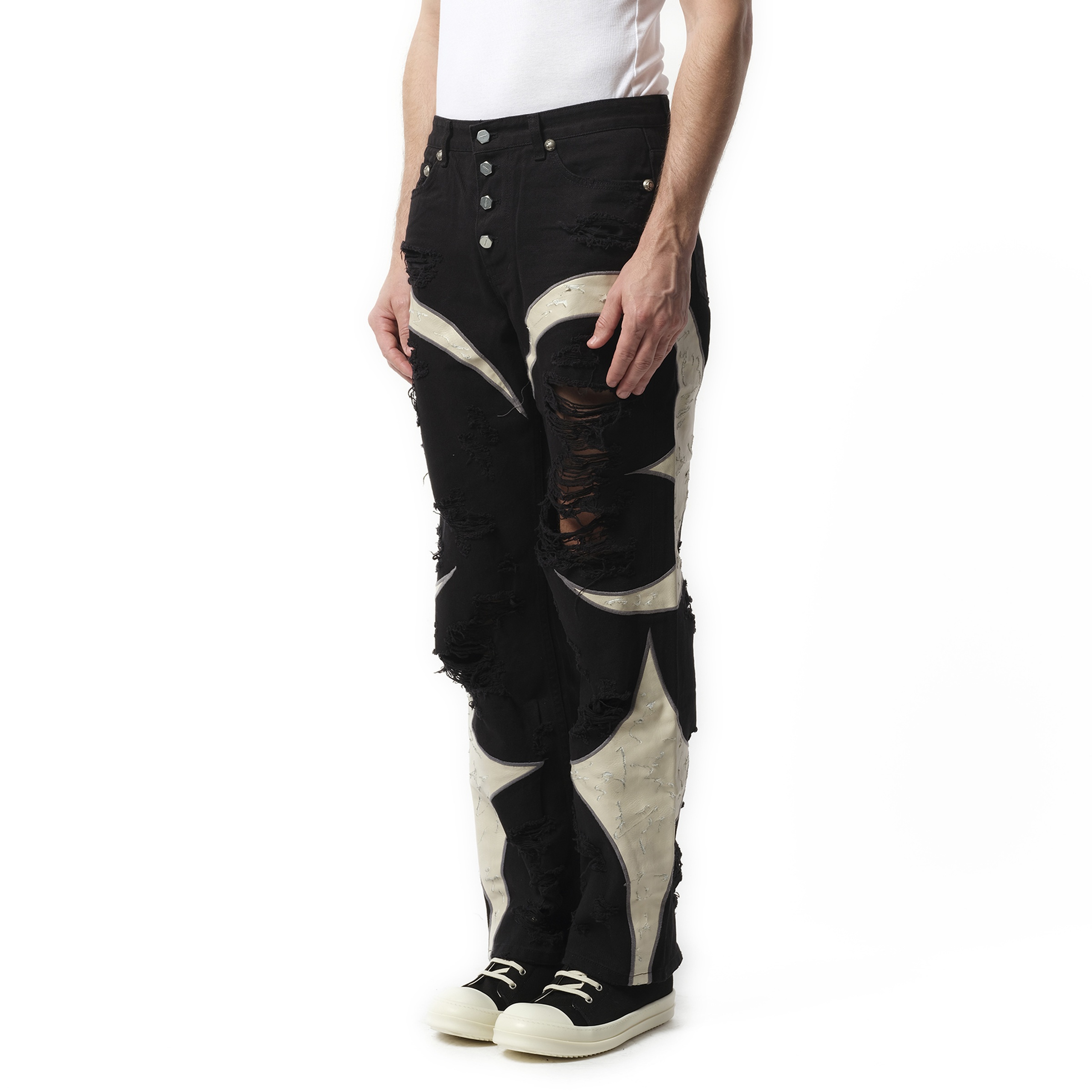 TC Leather Washing Denim Pants War Ver in Black - 5