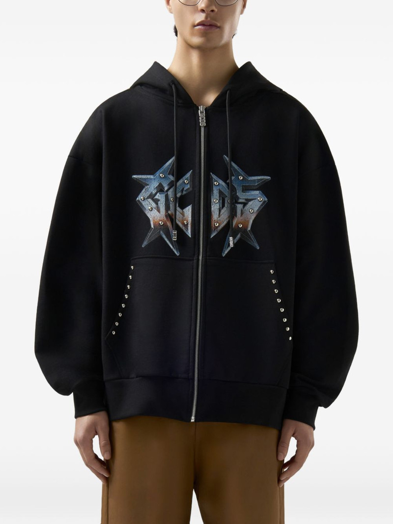 graphic-print zip-up cotton hoodie 3