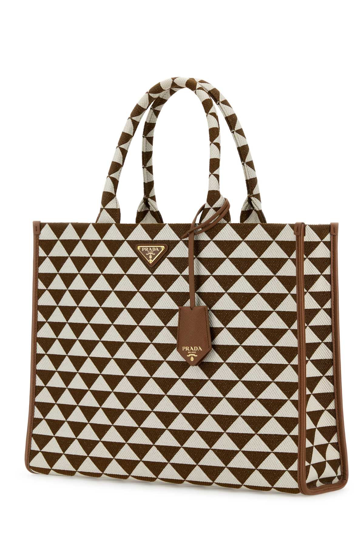 Prada Women Embroidered Fabric Large Symbole Shopping Bag - 2