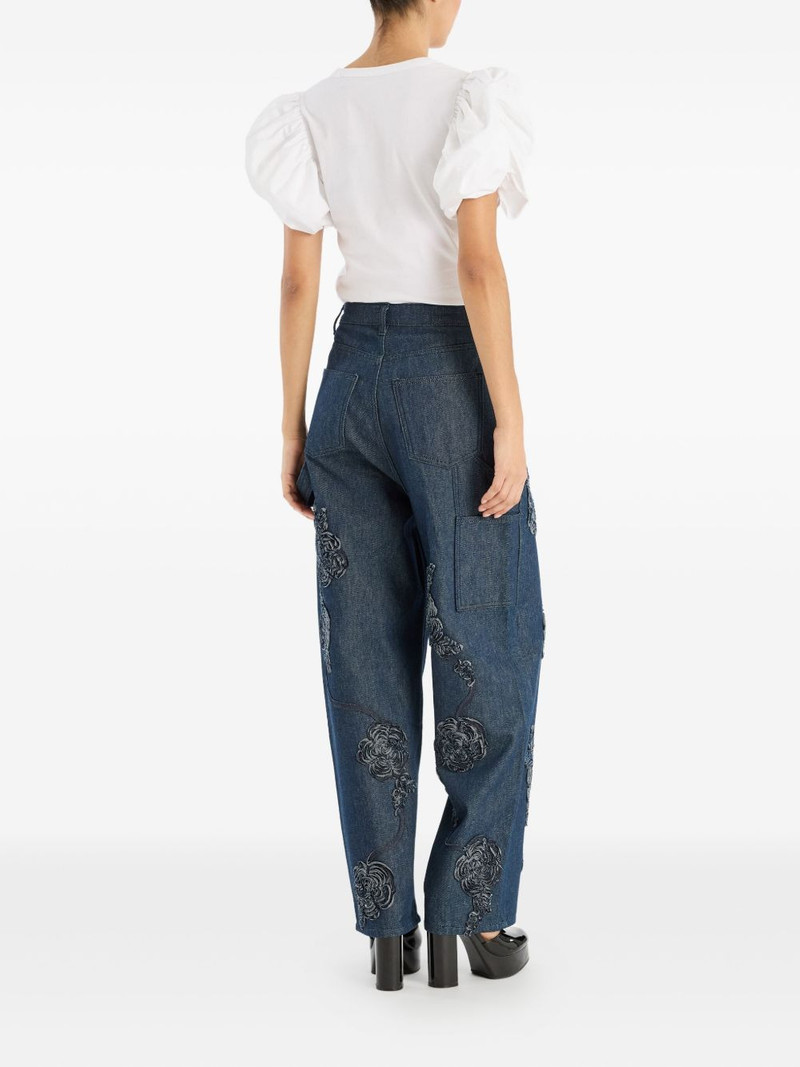 rose-embroidery five-pocket jeans 3