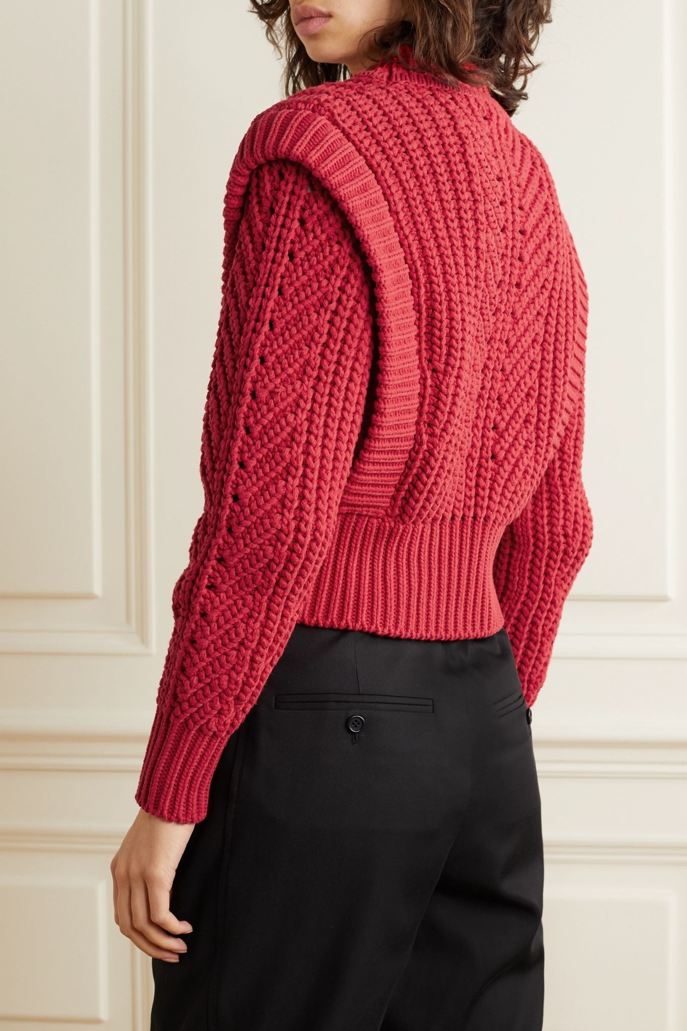 Prune ribbed pointelle-knit sweater - 4