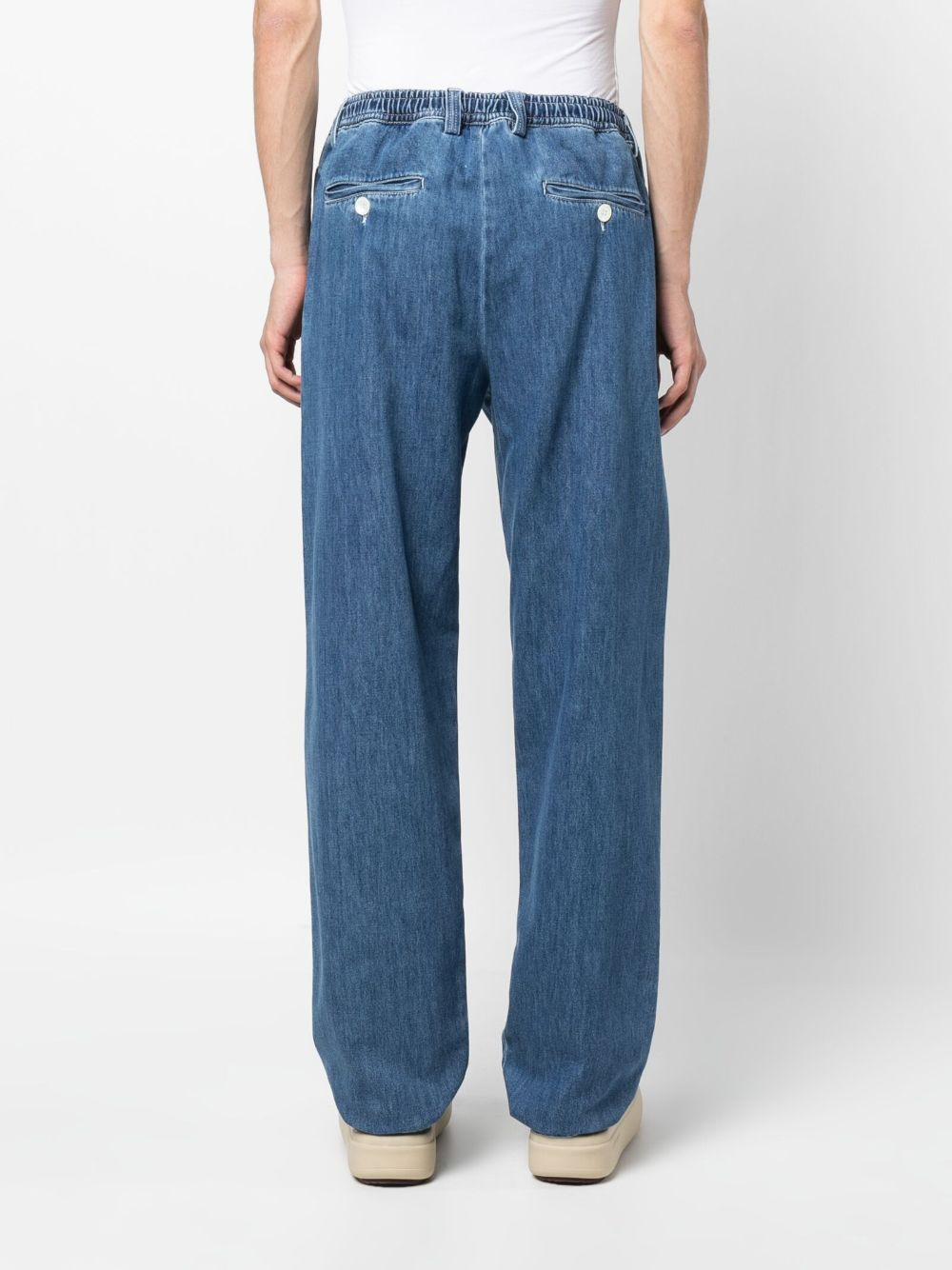 elasticated-waistband straight-leg jeans - 4