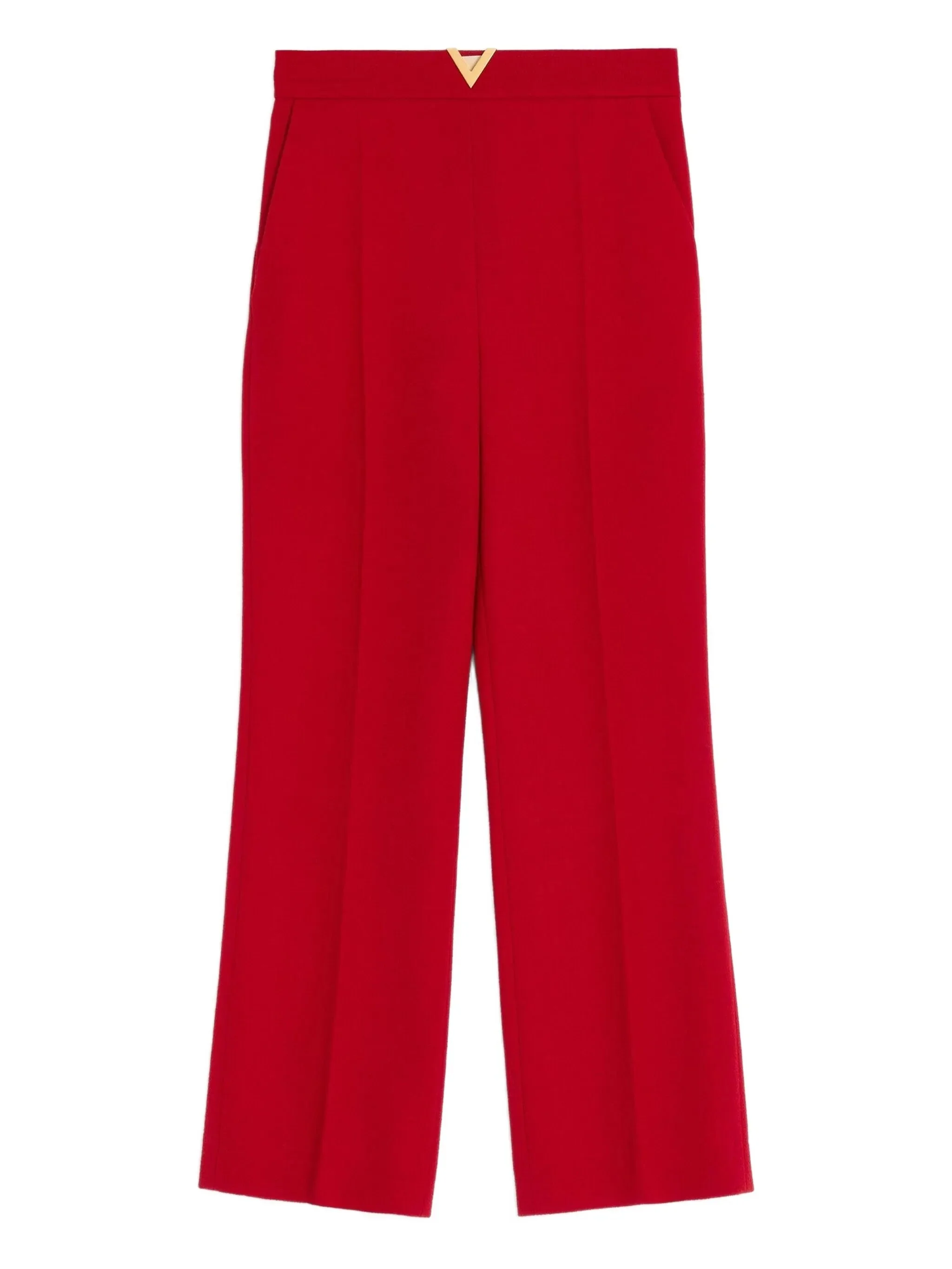 V-detail wool crepe trousers - 1