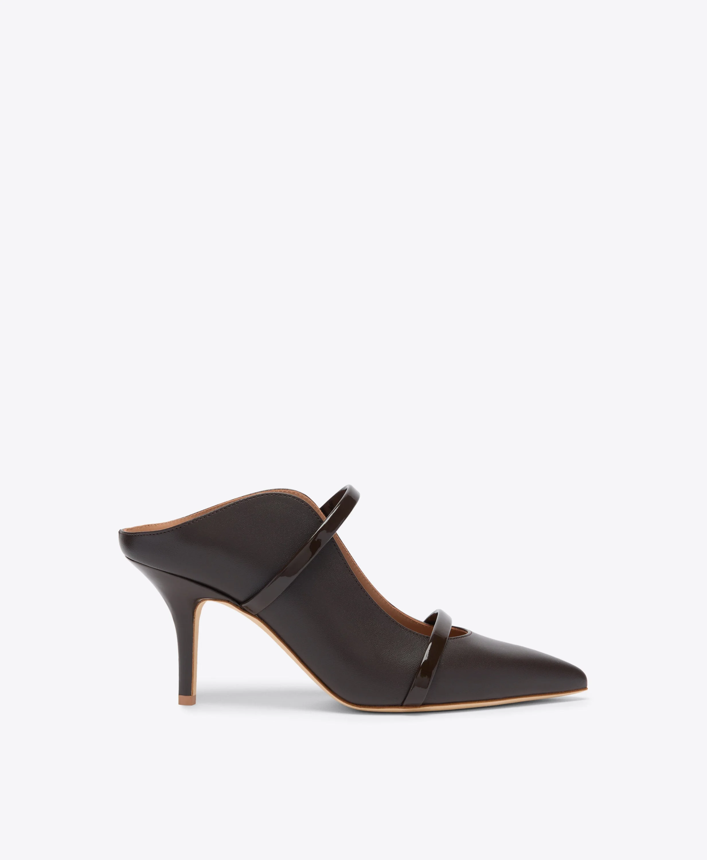 Maureen 70 Ebony Leather Heeled Mules - 1