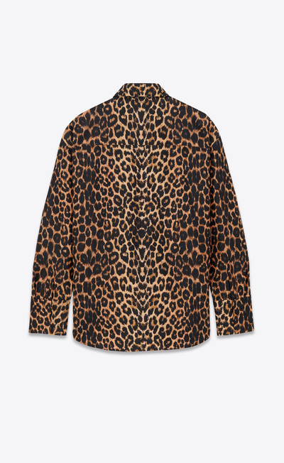 SAINT LAURENT oversized shirt in leopard silk taffeta outlook